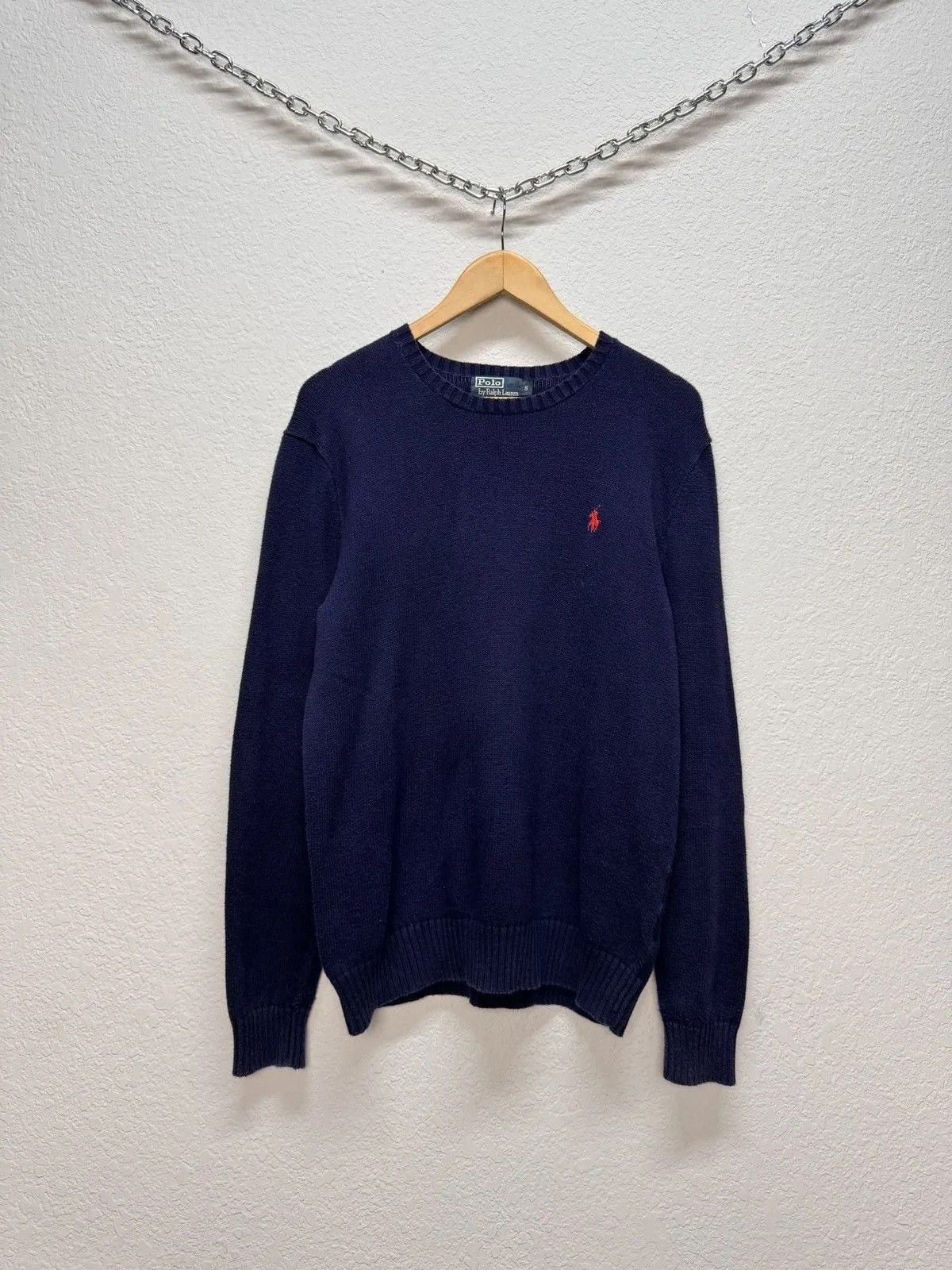 Polo Ralph Lauren × Vintage Polo Ralph Lauren Cable Knit wool blue sweater Size US M / EU 48-50 / 2 - 2 Thumbnail