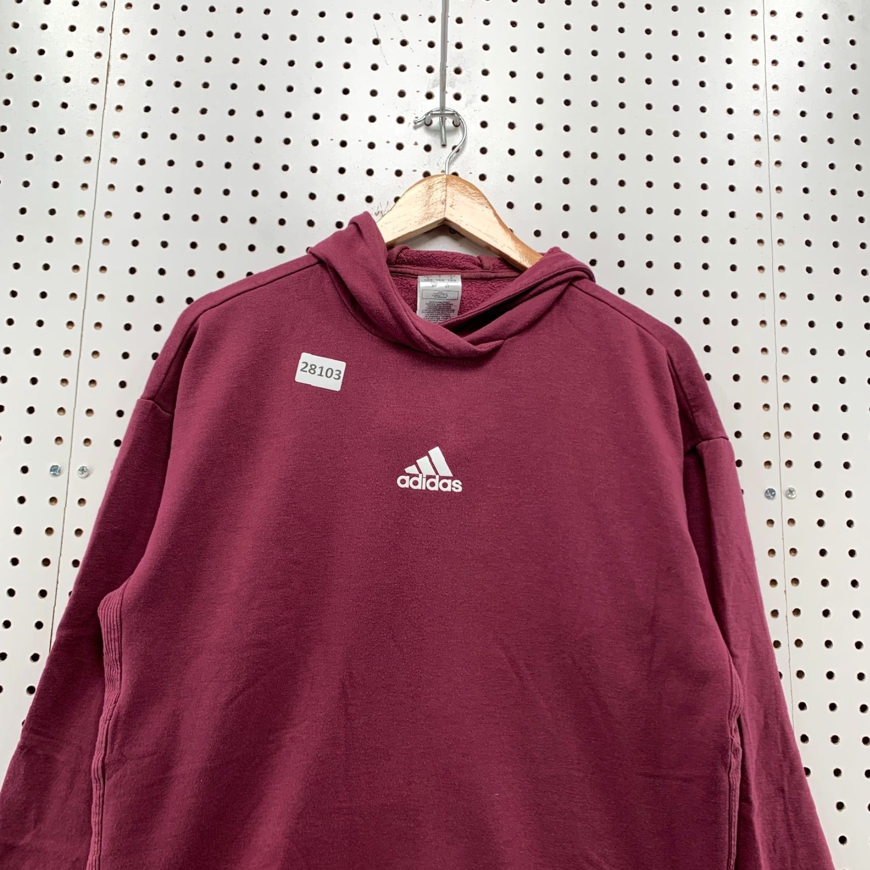 Adidas VINTAGE Adidas Hooded Sweatshirt Red Center Logo Womens Small Hoodie Pullover 23x23.5 Size S / US 4 / IT 40 - 5 Thumbnail
