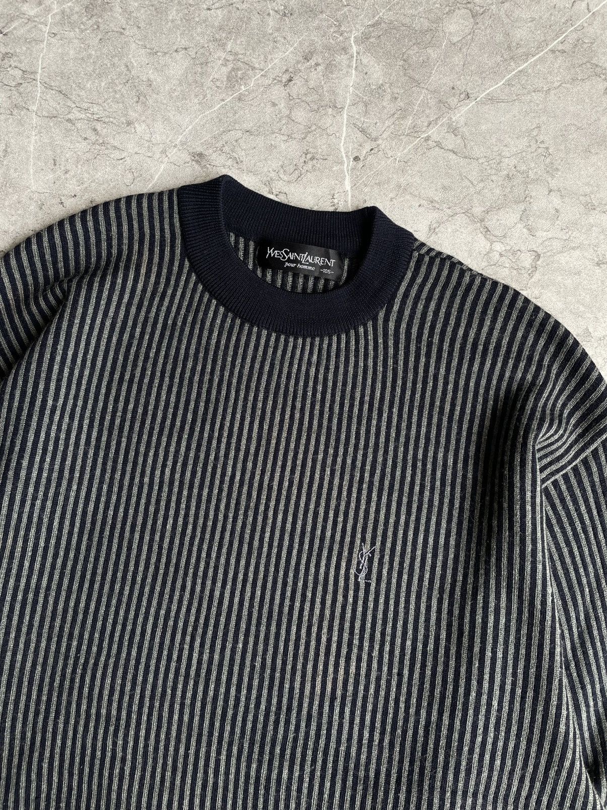 Yves Saint Laurent Yves Saint Laurent YSL Striped Sweatshirt Size US L / EU 52-54 / 3 - 2 Thumbnail
