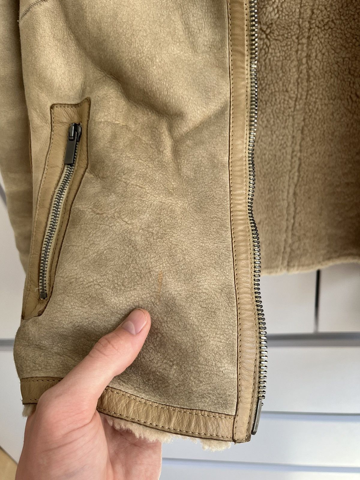 If Six Was Nine × Japanese Brand Distressed Leather Faux Beige Biker Jacket Fratelli Rossetti Size S / US 4 / IT 40 - 9 Thumbnail