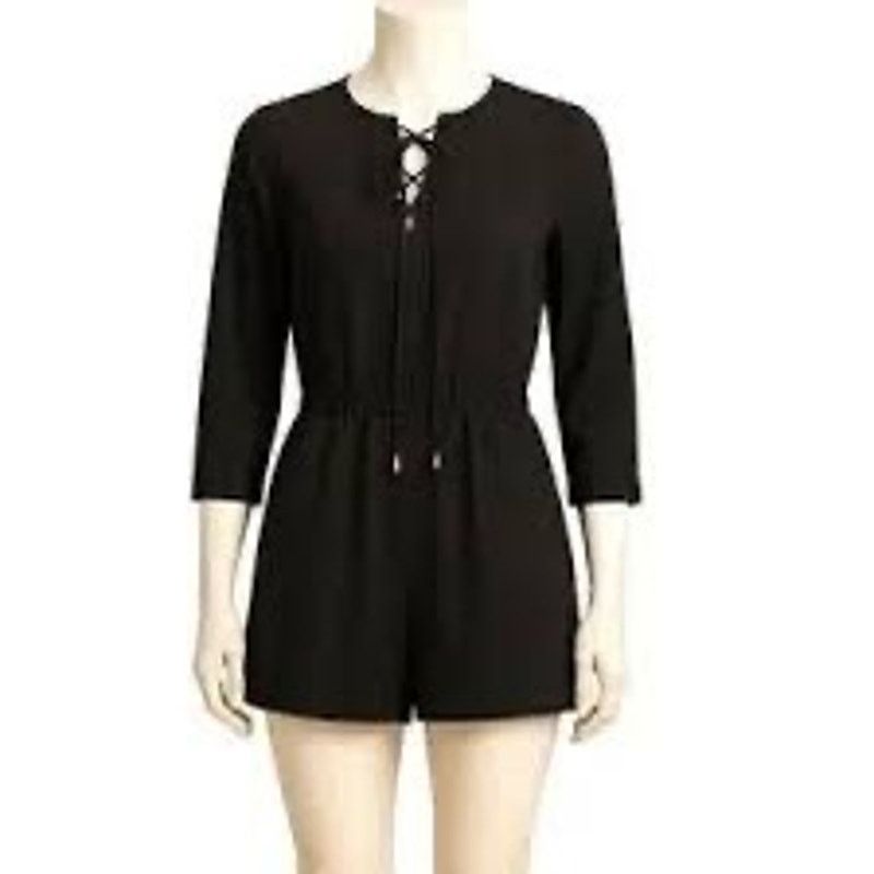 Derek Lam 10 Crosby Derek Lam 10 Crosby Black Lace-up Romper (Sz 6) Size 28" / US 6 / IT 42 - 2 Thumbnail