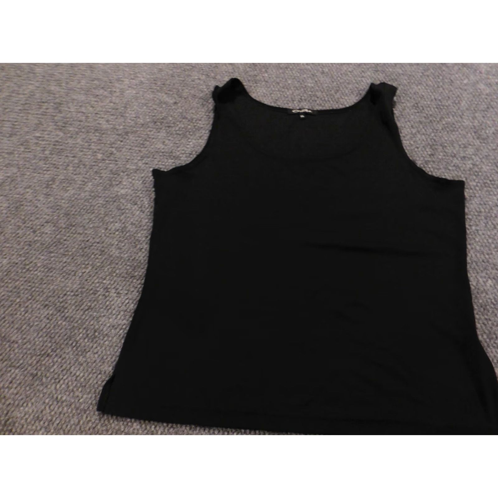 Vintage Cheryl Nash Womens Blouse XL Black Pullover Crew Neck Sleeveless Knit Stretch Button-Down Solid Modern Casual Size XL / US 12-14 / IT 48-50 - 2 Thumbnail