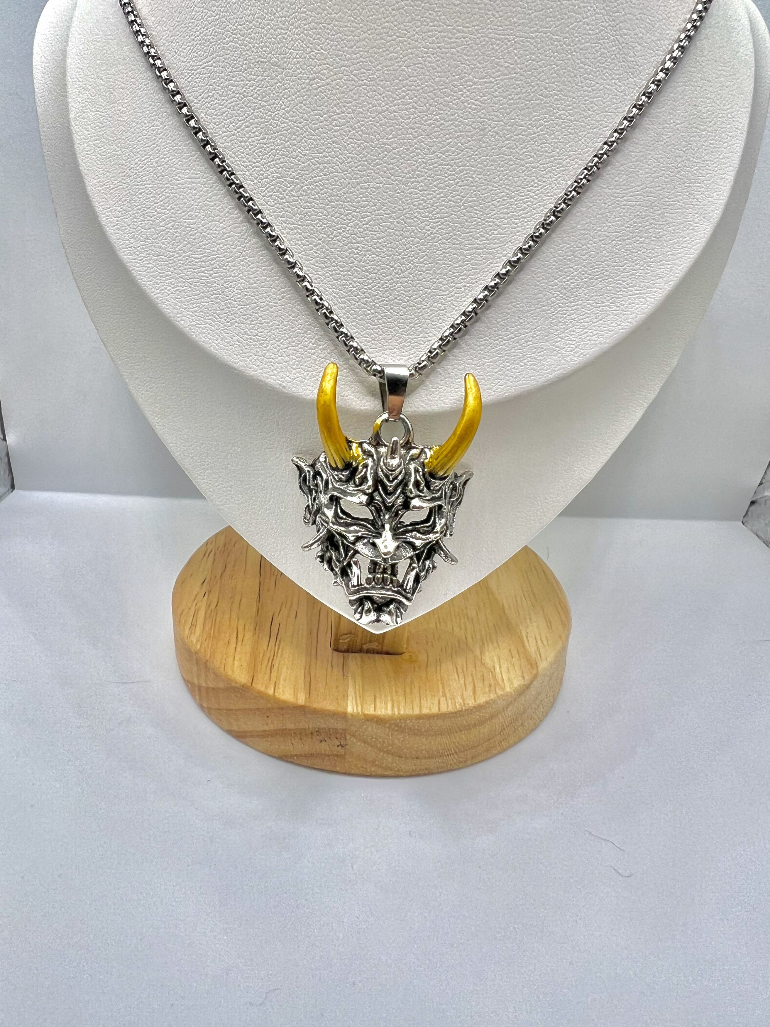 Jewelry Ghost Mask Silver Chain Necklace Size ONE SIZE - 3 Thumbnail