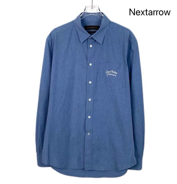 Louis Vuitton Louis Vuitton LV Blue Logo Cotton Long Shirt2412-Nextarrow Size US M / EU 48-50 / 2 - 1 Thumbnail