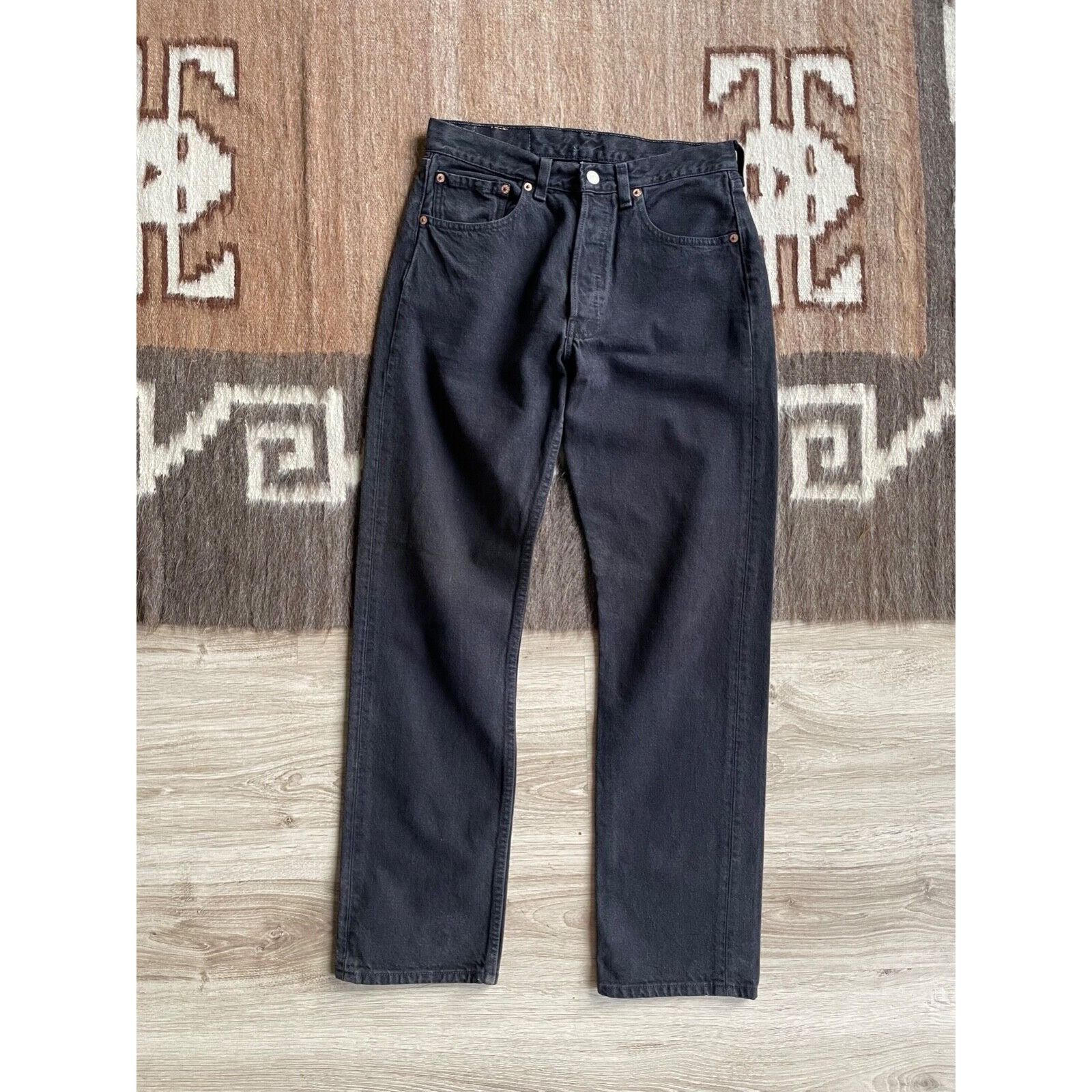 Levi's Levi's 501 Vintage Black Denim Jeans 8174AC Size US 31 - 3 Thumbnail