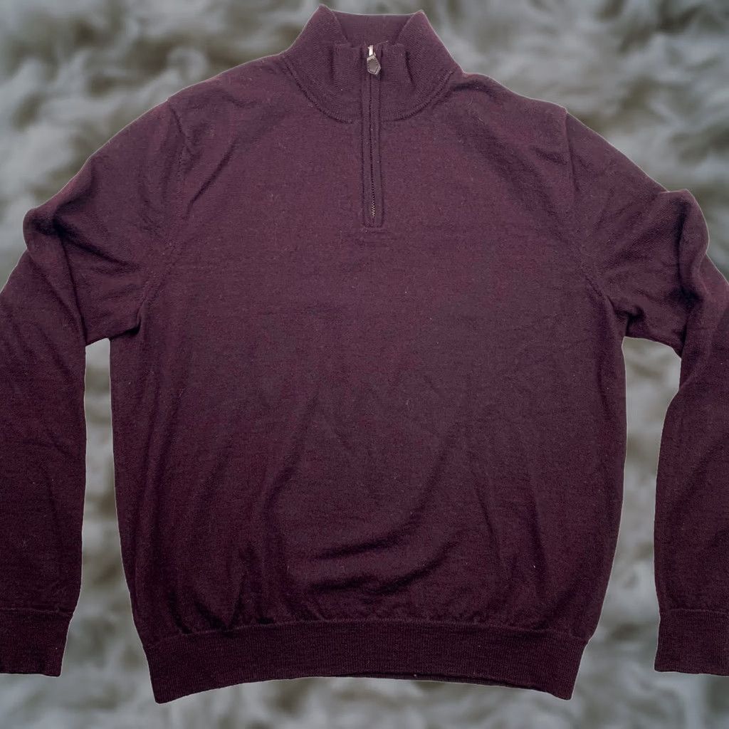 Bloomingdale's Bloomingdale's Men's Wool 1/4 Zip Pullover Sweater Purple Large Size US L / EU 52-54 / 3 - 1 Thumbnail