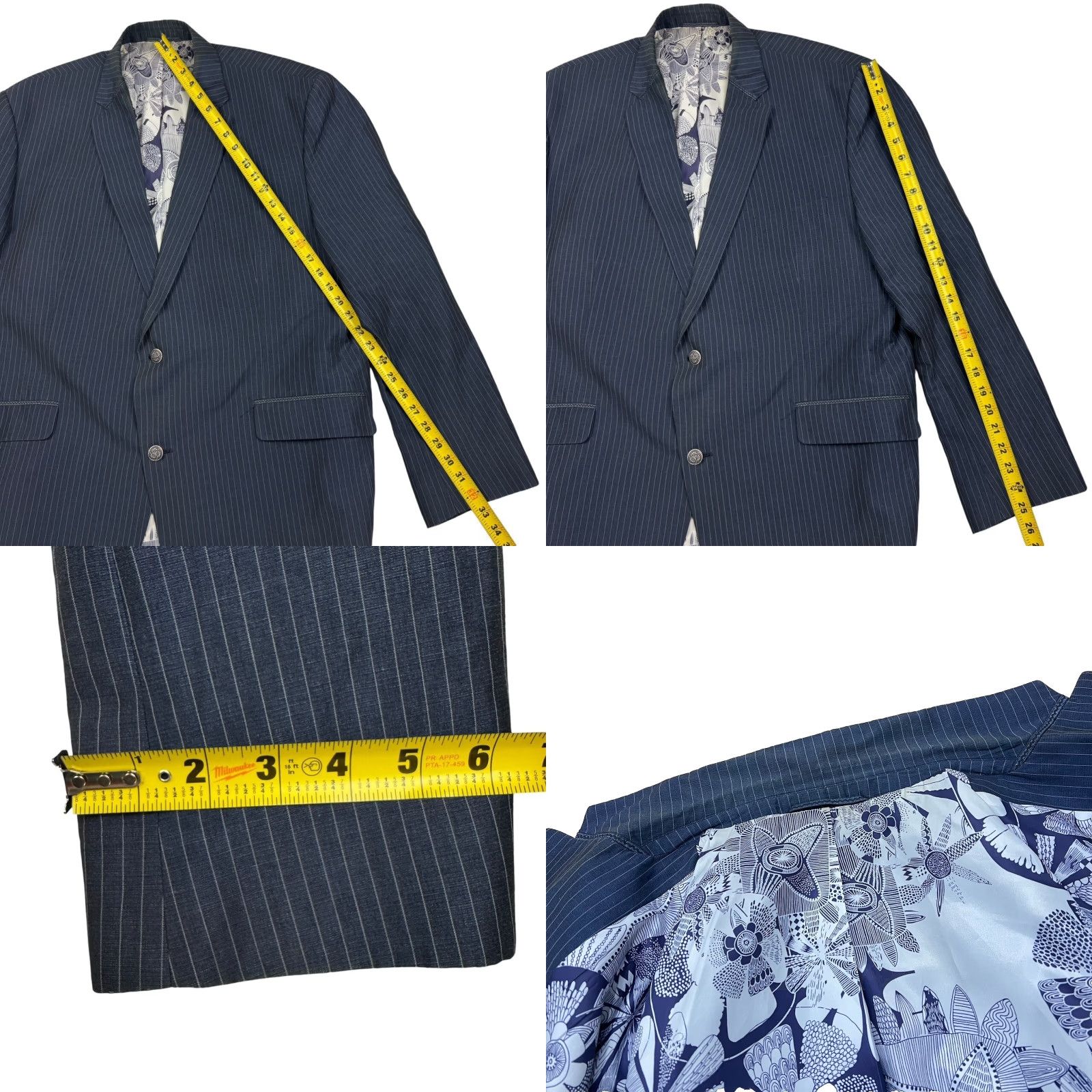 Robert Graham Robert Graham Blazer Jacket Mens Linen Blend Railroad Stripe Blue Size 50R Size 50R - 8 Thumbnail
