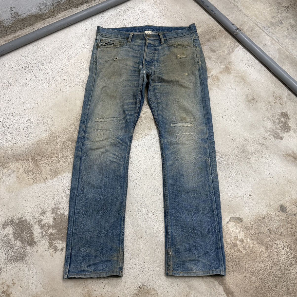 NSF NSF Muddy Distressed Slim Fit Buttonfly Denim Pants Size US 31 - 3 Thumbnail