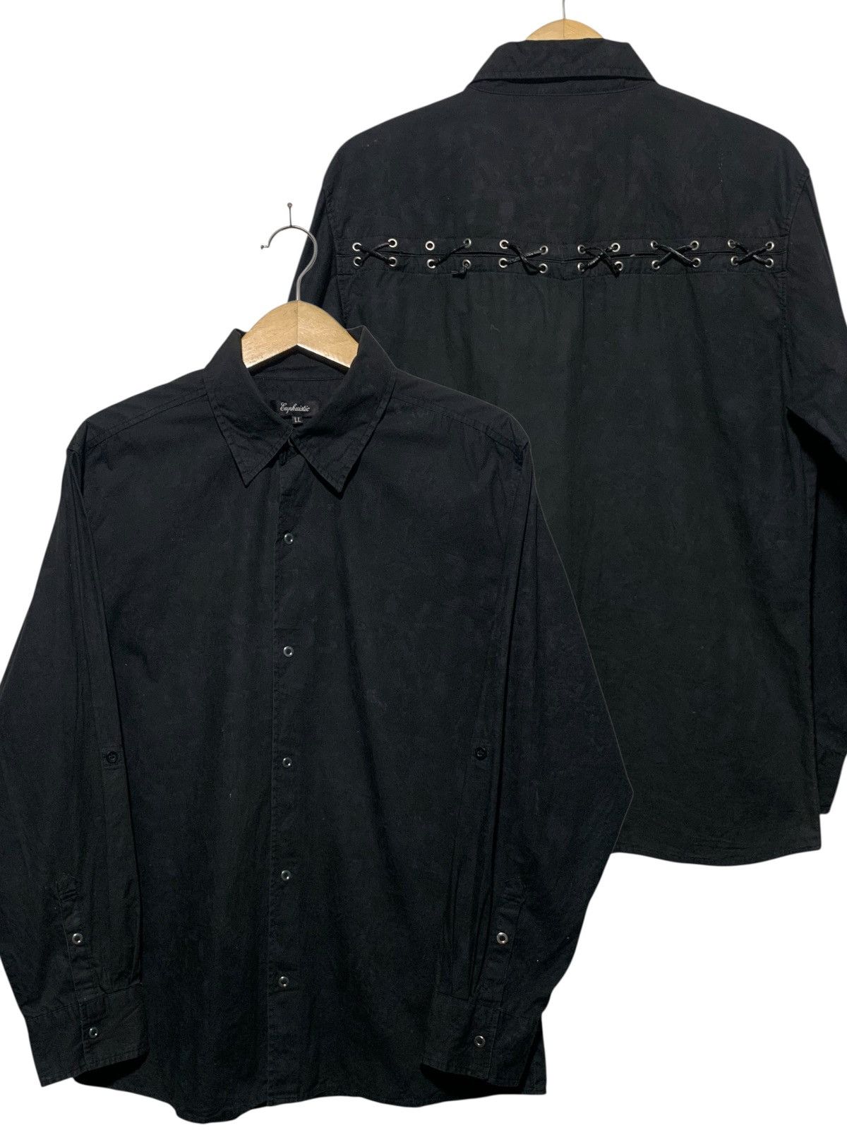 If Six Was Nine Y2k Euphuistic laces synthetic leather bleached gothic shirt Size US L / EU 52-54 / 3 - 1 Thumbnail