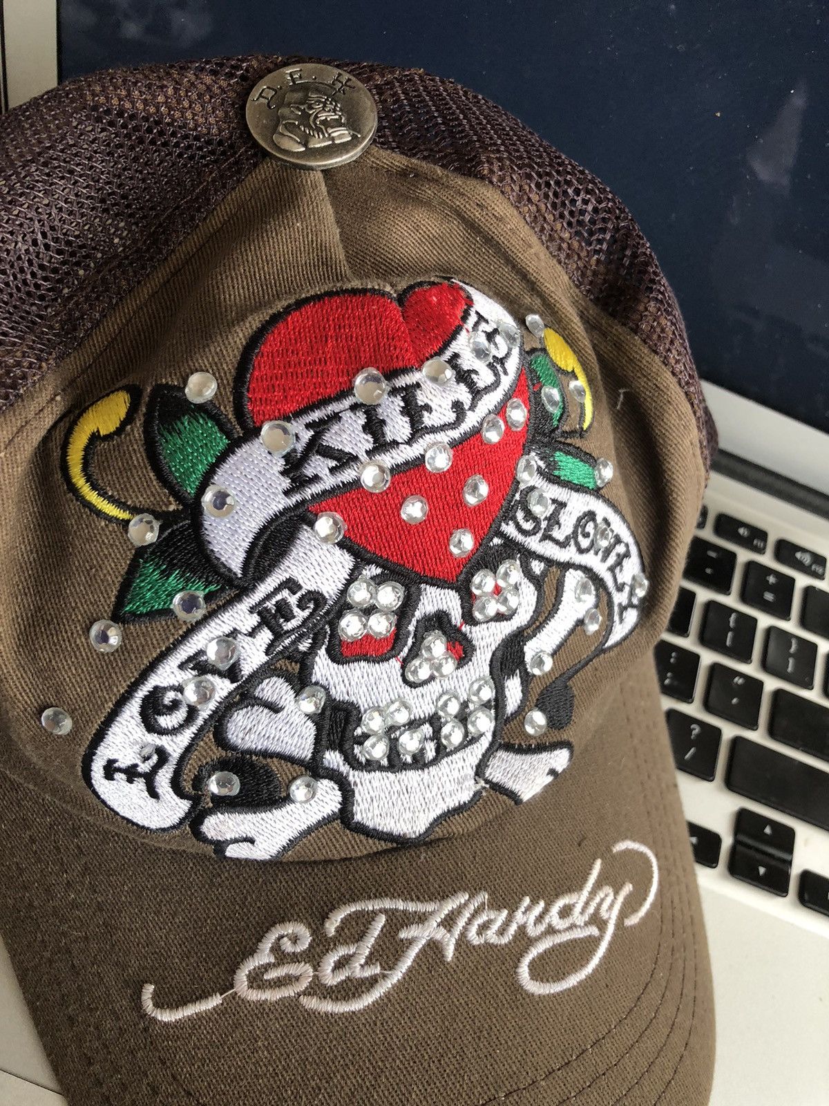 Ed Hardy Y2k skull vintage Ed hardy cap hat hype alt rare duds Size ONE SIZE - 2 Thumbnail