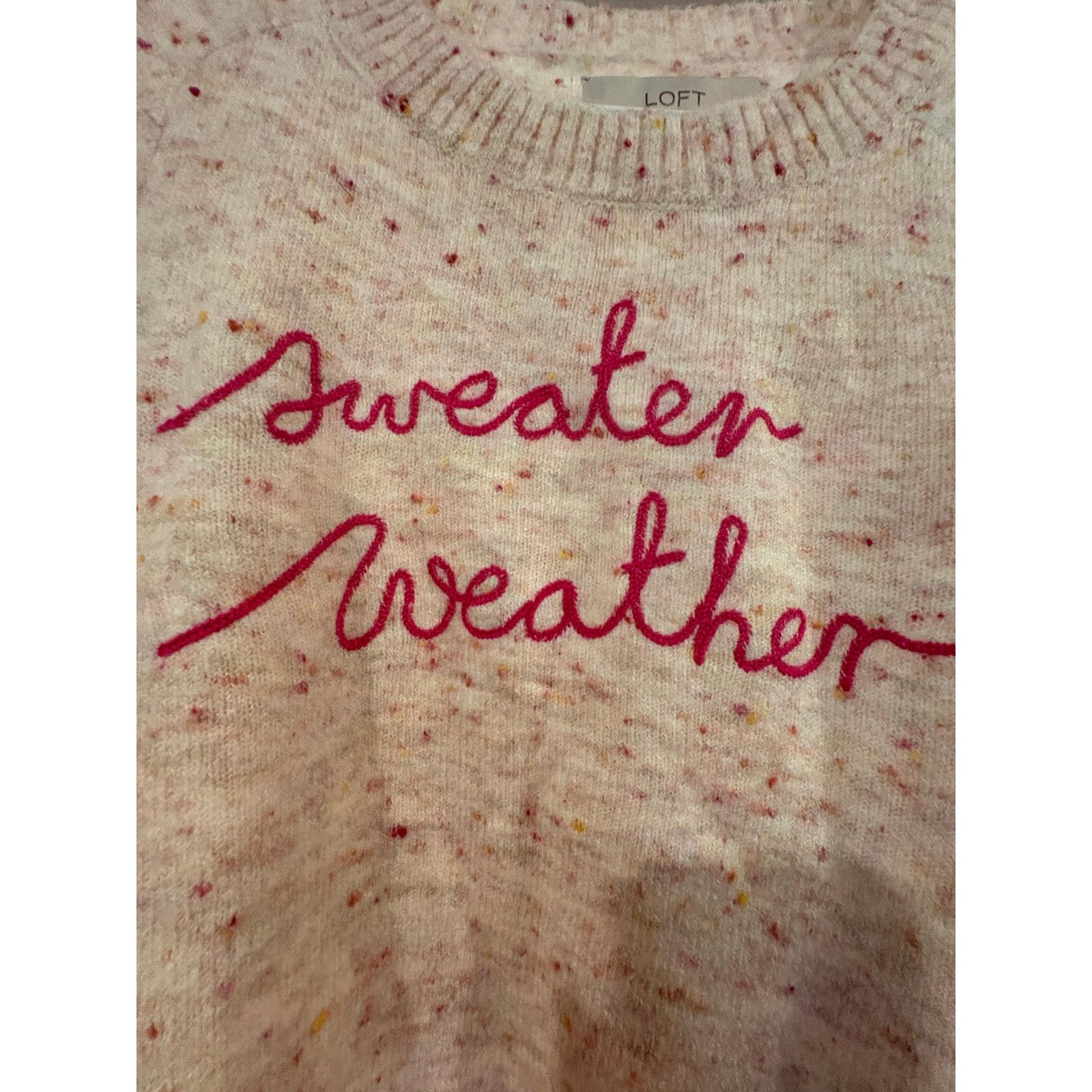 Loft LOFT Women’s XS Sweater Weather Cream Speckled Knit Pullover Size XS / US 0-2 / IT 36-38 - 3 Thumbnail