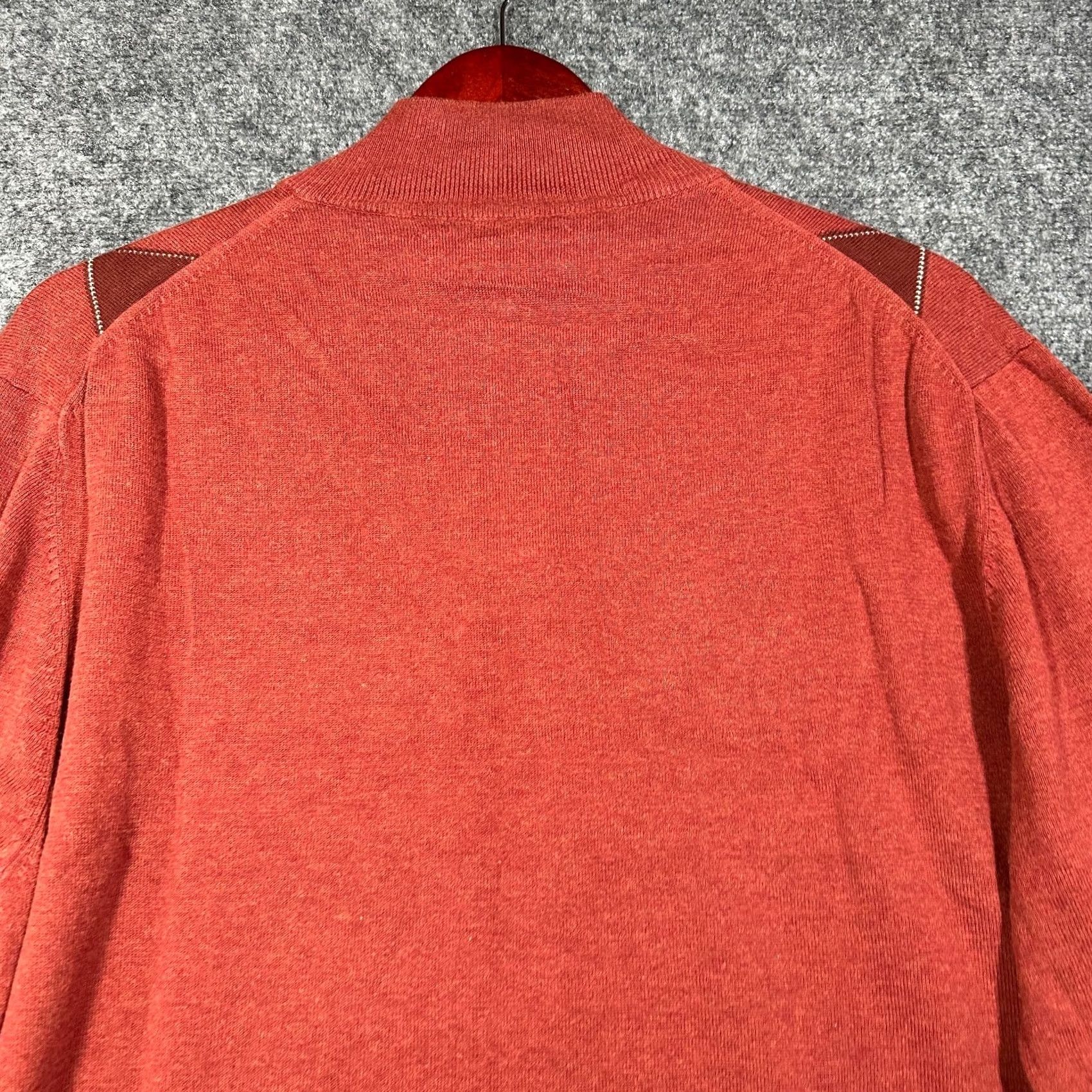 Tasso Elba Tasso Elba Sweater Mens L Rust Argyle Mock Zip Up Neck Ribbed Cuffs Hem Knit Cotton Fall Winter Classic Modern Size US L / EU 52-54 / 3 - 8 Thumbnail