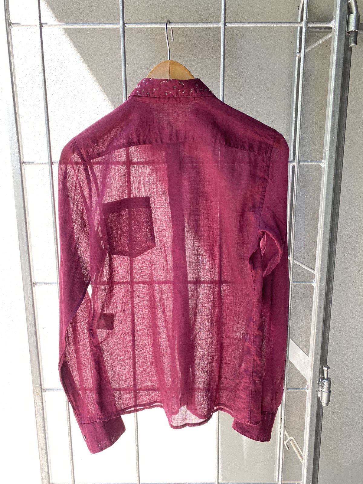 Zucca ZUCCA Deep Red Sheer Shirt with Sparkling Collar Size S / US 4 / IT 40 - 17 Thumbnail