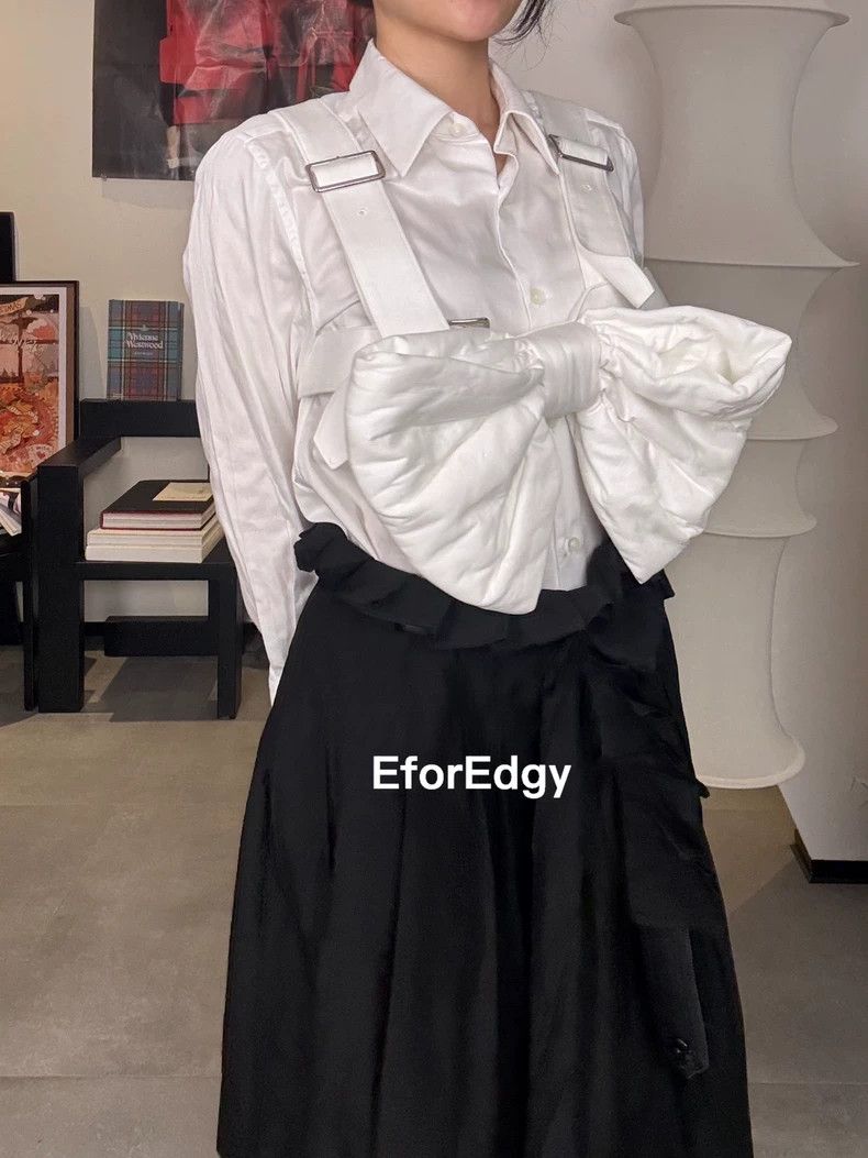 Comme Des Garcons Long Shirt with White Bow Tie