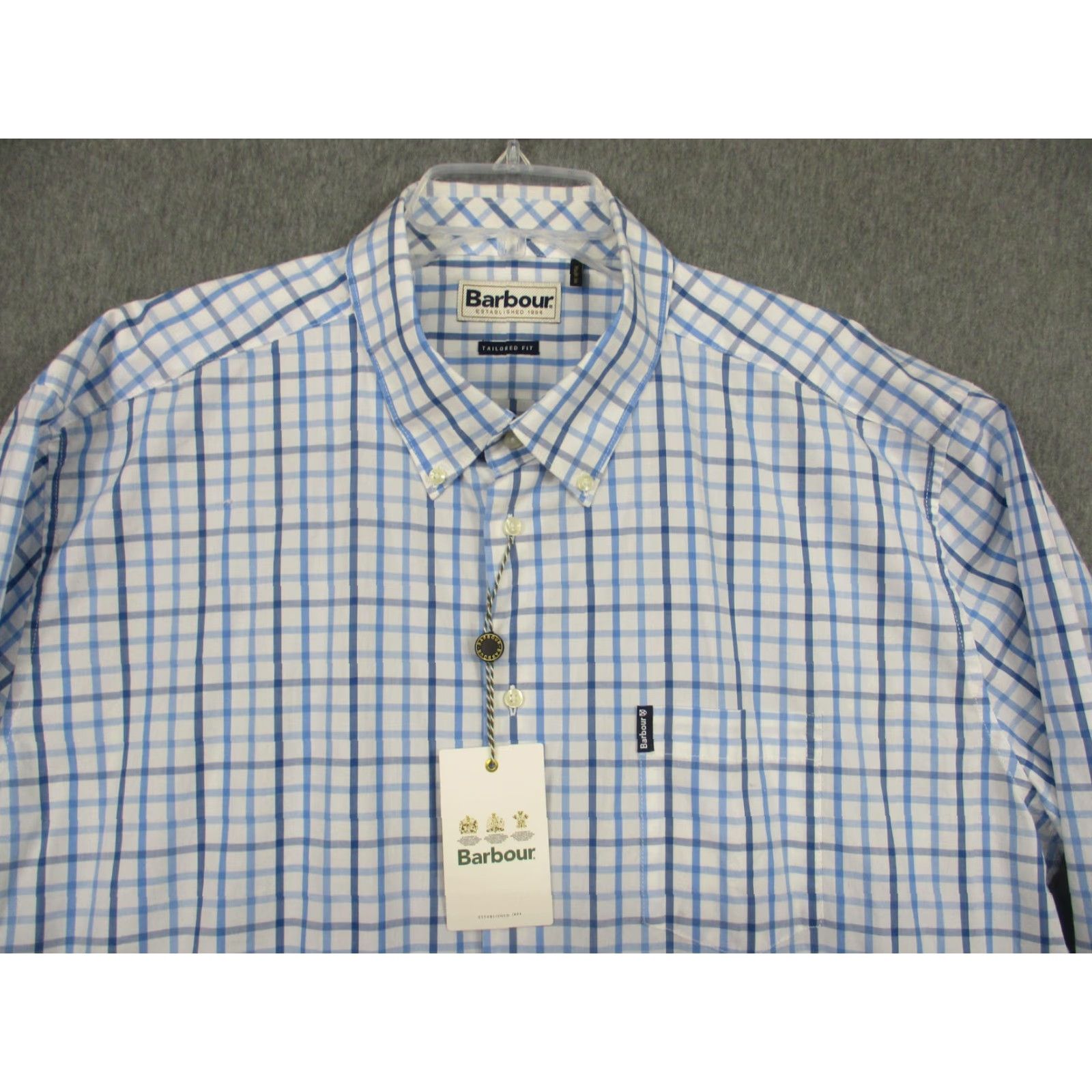 Barbour Barbour Shirt Mens 2XL Blue White Tattersall Plaid Button Down Tailored Fit Size US XXL / EU 58 / 5 - 2 Thumbnail