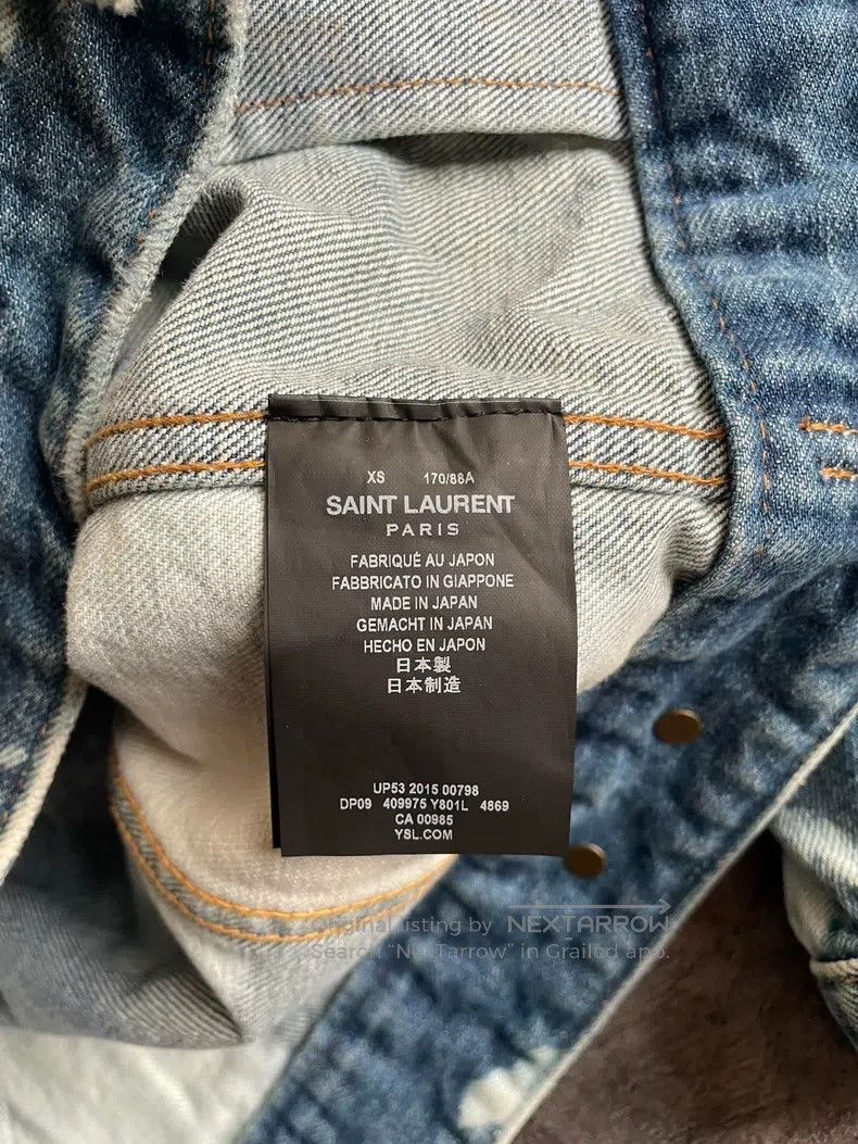 Saint Laurent Paris Saint Laurent Paris Blue and White Splatter Denim Jacket Size US XS / EU 42 / 0 - 5 Thumbnail