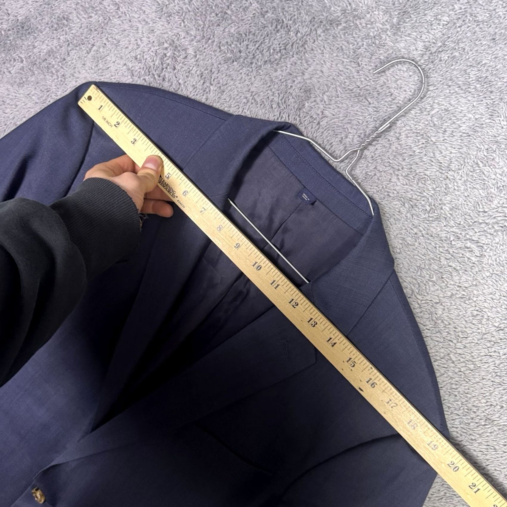 J.Crew J.CREW Thompson Blazer Mens 44L 100% Worsted Wool Slim Sport Coat Jacket Blue Solid Long Notch-Button 2-Button Size 44R - 7 Thumbnail