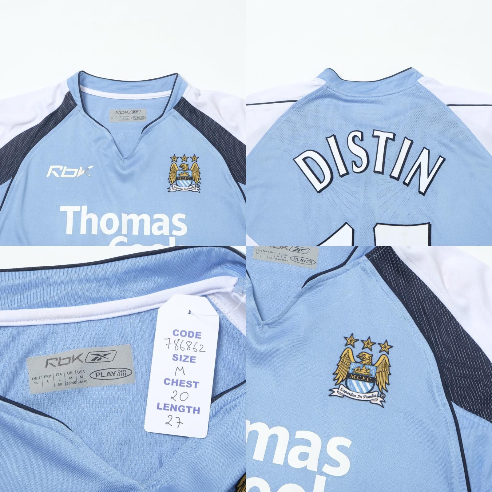 Reebok 2006/07 Manchester City Home Shirt Reebok Distin (M) Size US M / EU 48-50 / 2 - 5 Thumbnail