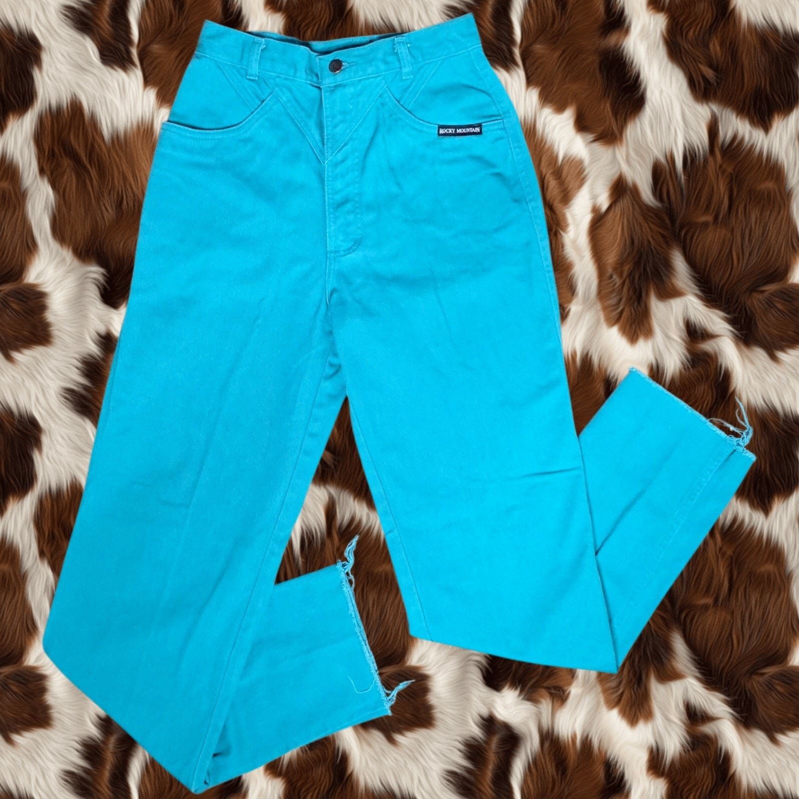 Vintage VTG 90s Teal High Rise Bareback Western Rockies w Cut Out Size 29" - 1 Thumbnail