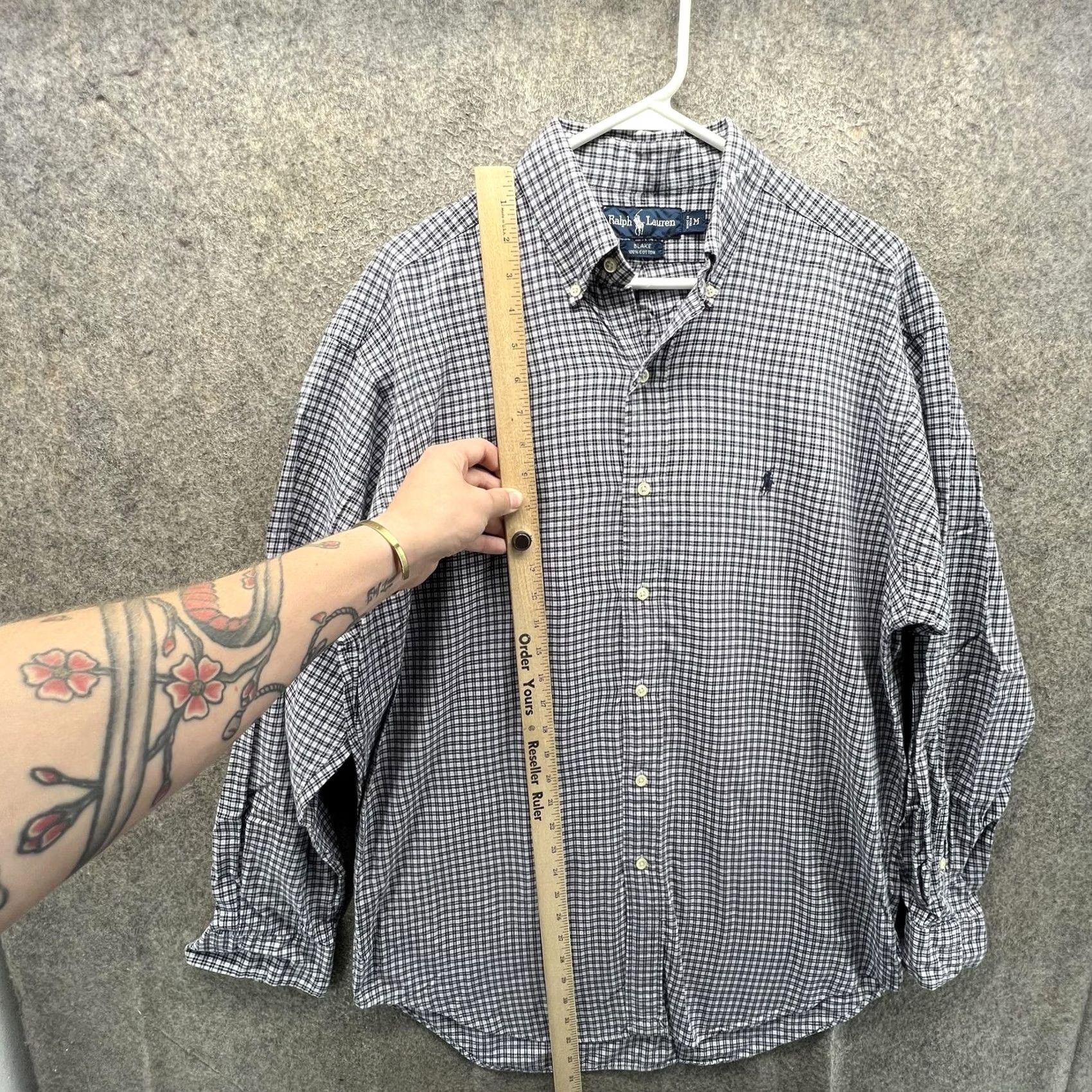 Ralph Lauren VINTAGE Ralph Lauren Shirt Mens Medium Blue Check Button Front Casual Woven Size US M / EU 48-50 / 2 - 4 Thumbnail