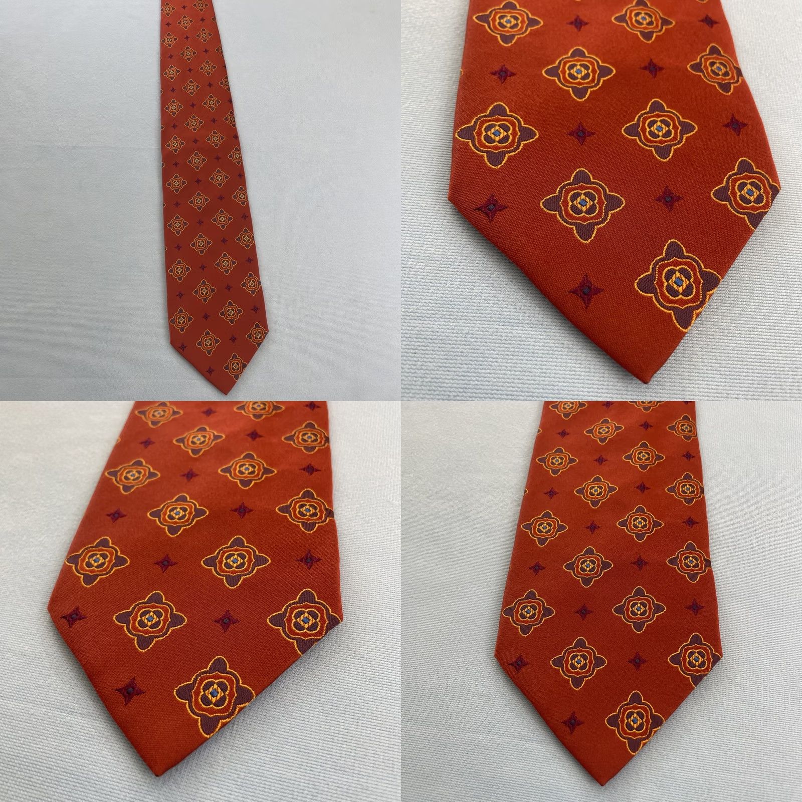 Brooks Brothers VINTAGE Brooks Brothers Tie Geometric Deco MCM Burnt Orange Silk 4x59" Wide Necktie Mens Tie Size ONE SIZE - 10 Thumbnail