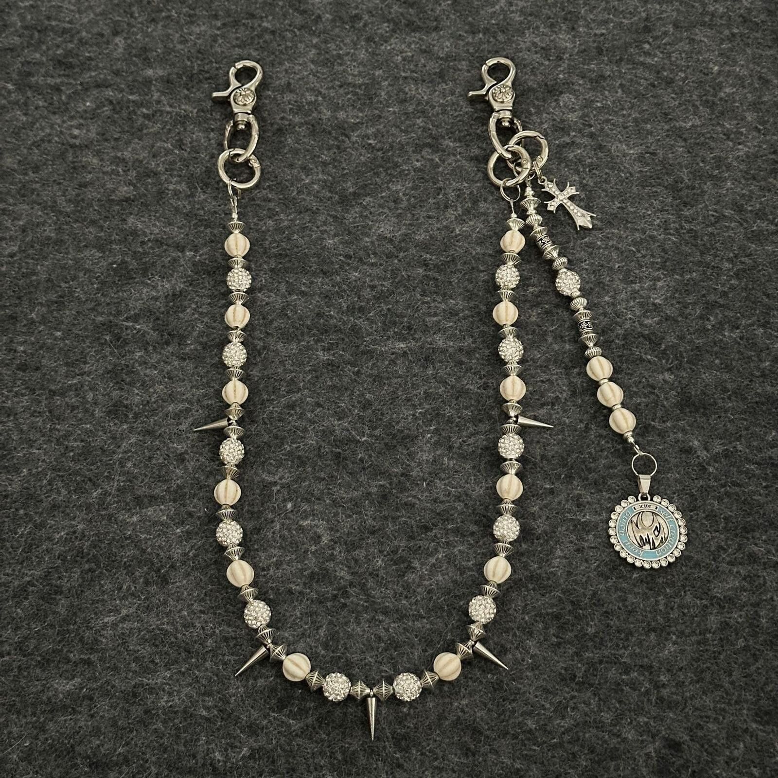 Other White Stone Thorn Crystal Bead Chain | Punk Street Waist Size ONE SIZE - 3 Thumbnail