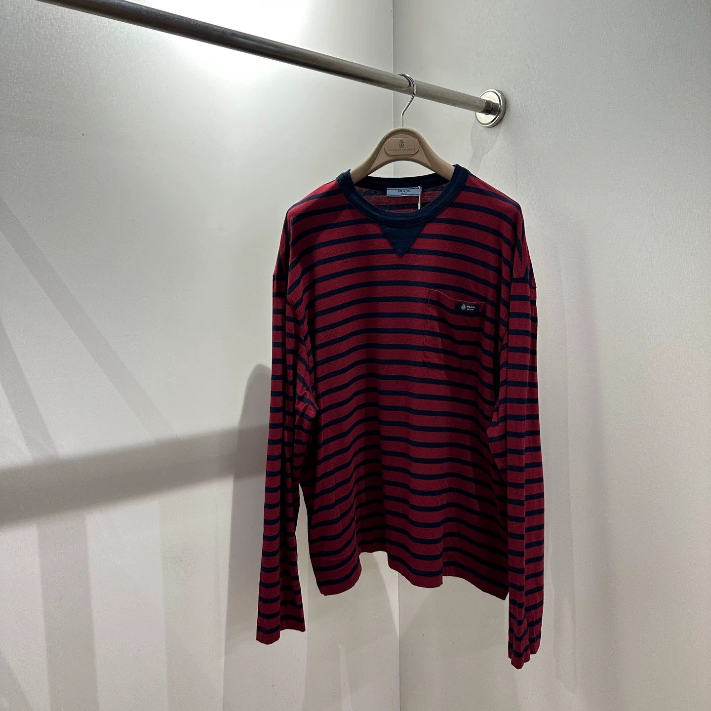 Prada Prada may541 25FW Striped Logo Pocket Long Sleeve Size S Size US S / EU 44-46 / 1 - 1 Thumbnail