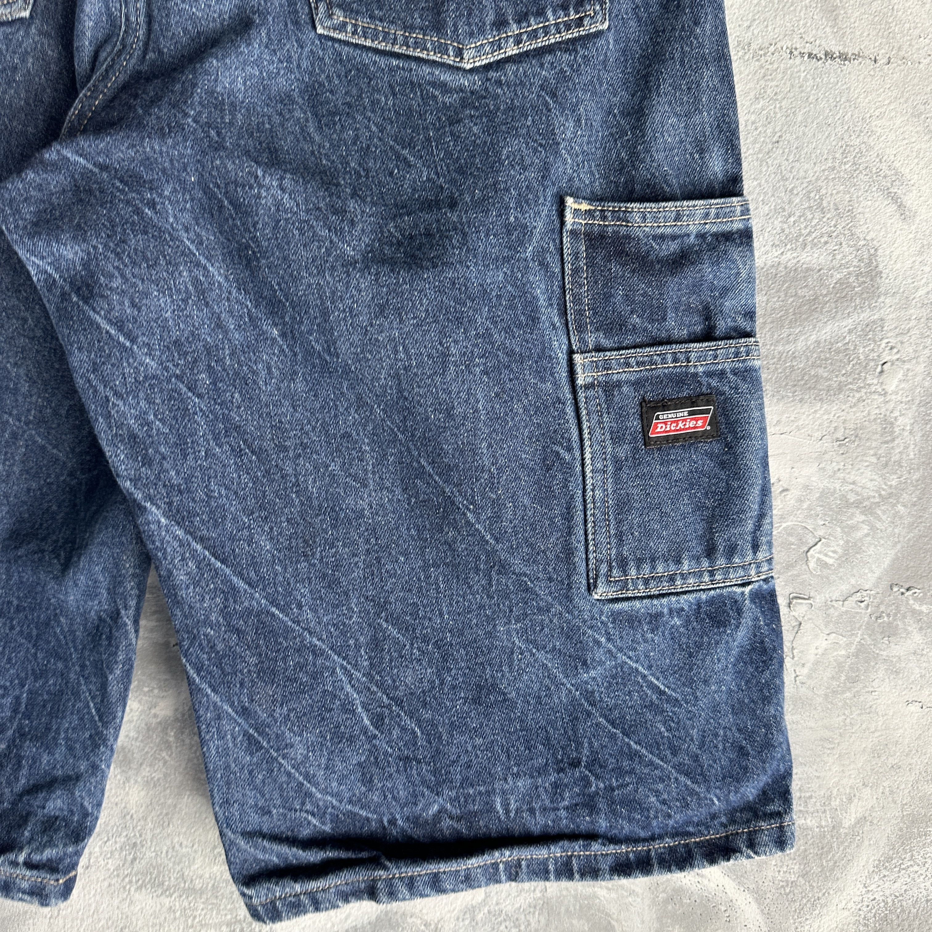 Dickies VTG Dickies Carpenter Shorts Denim Work Cargo Pockets Y2K Size US 33 - 3 Thumbnail