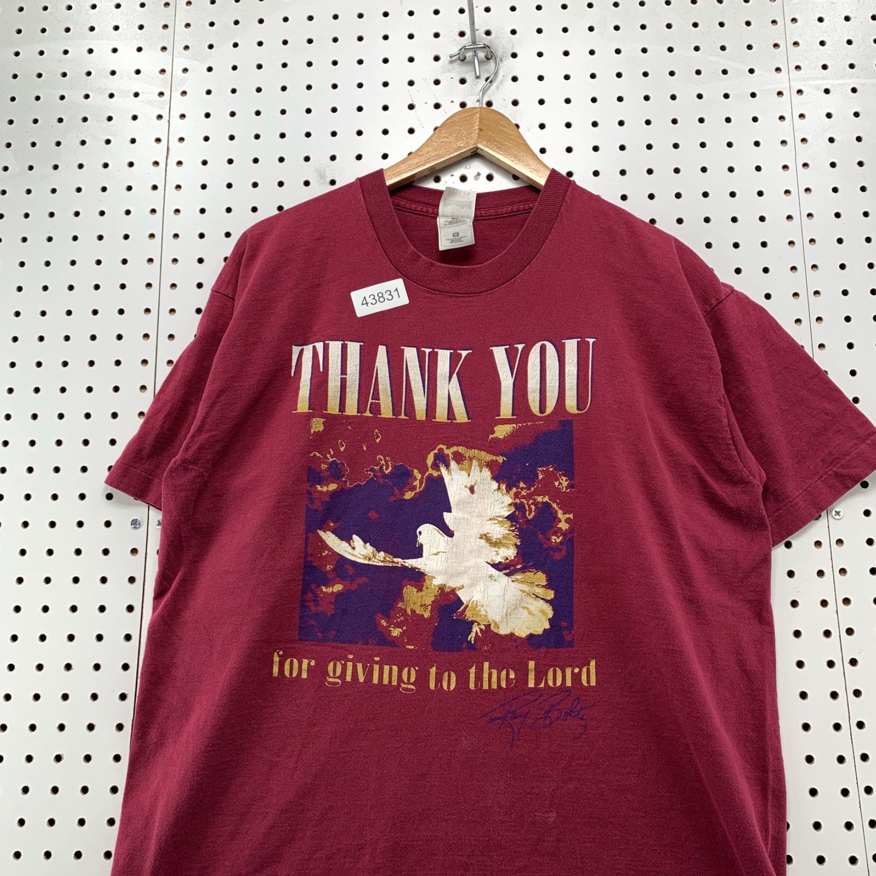 Fruit Of The Loom VINTAGE Fruit of the Loom 90s Ray Boltz Thank You Lord Shirt XL Red Crew Neck Short Sleeve Mens TEE Size US XL / EU 56 / 4 - 3 Thumbnail