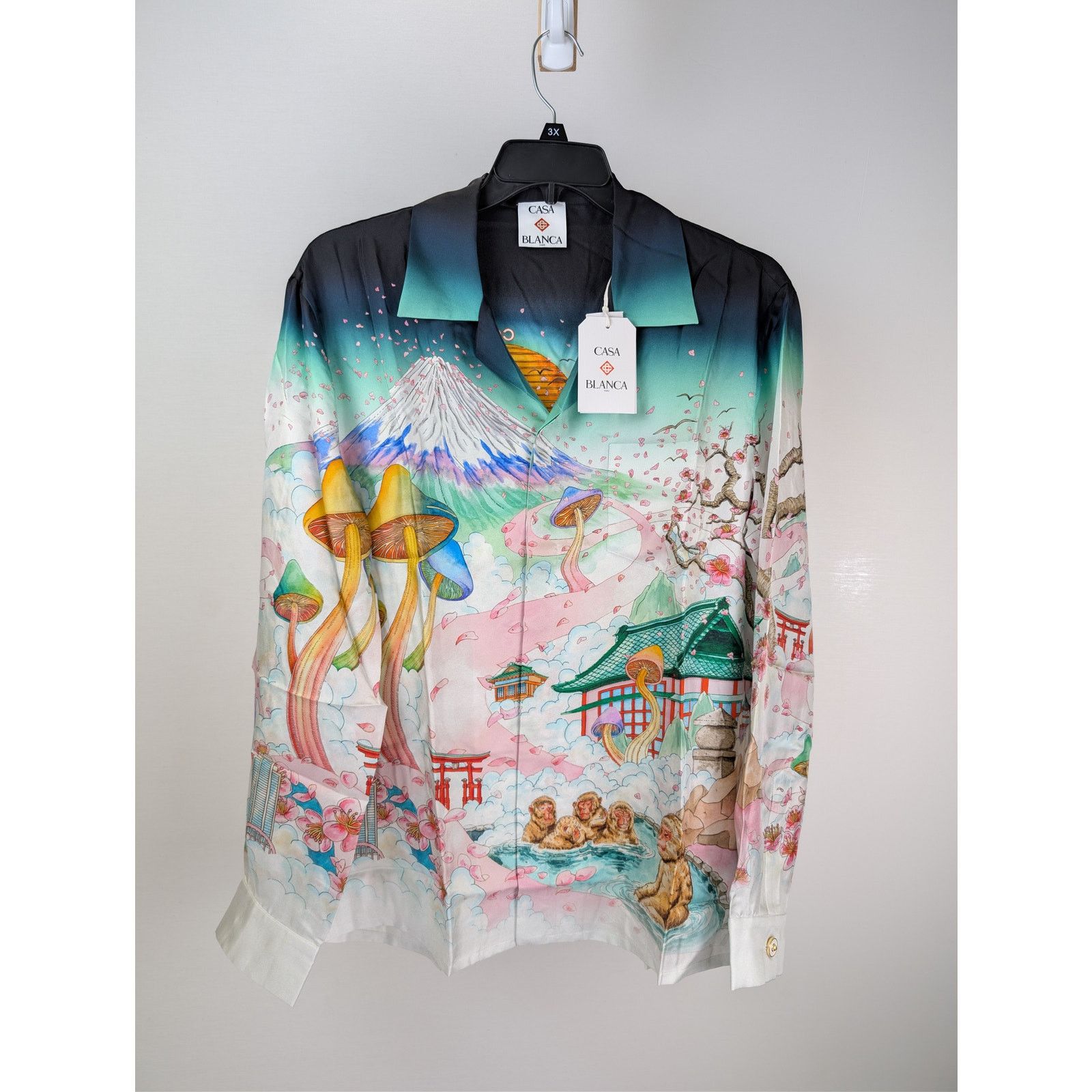Casablanca o1rshd1 Silk Twill Cuban Collar Long Sleeve Shirt in Flowers Size US S / EU 44-46 / 1 - 8 Thumbnail