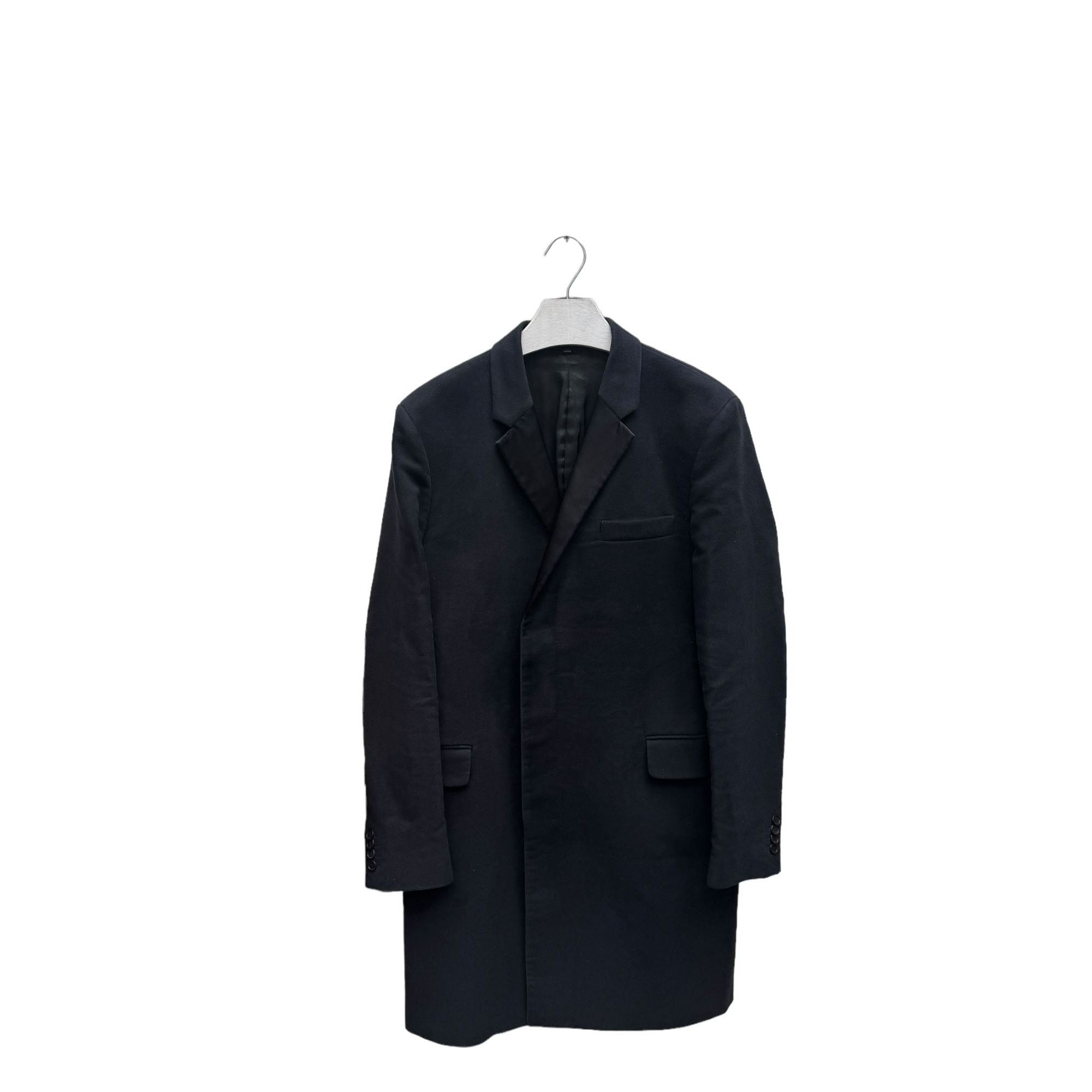 image of Helmut Lang Vintage Black Tuxedo Moleskin Cotton Coat in Dark Navy, Men's (Size Medium)