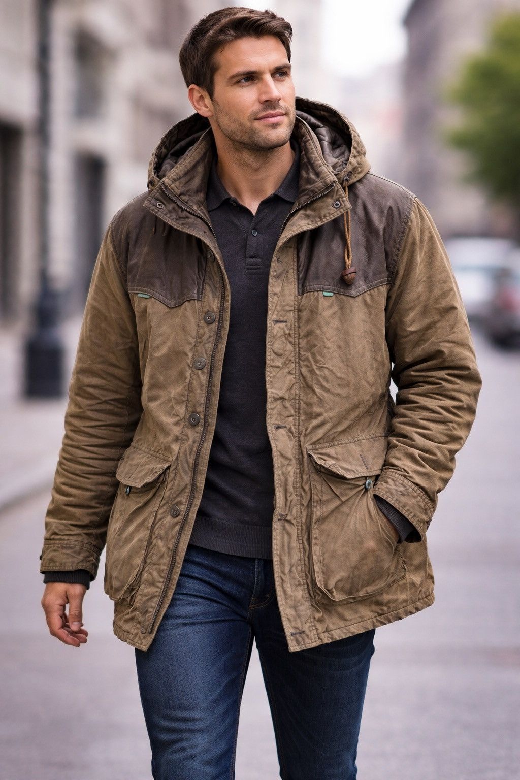 Nigel Cabourn ARCHIVE 90s Nigel Cabourn Waxed Hunting Jacket Leather Yoke Size US XL / EU 56 / 4 - 1 Thumbnail