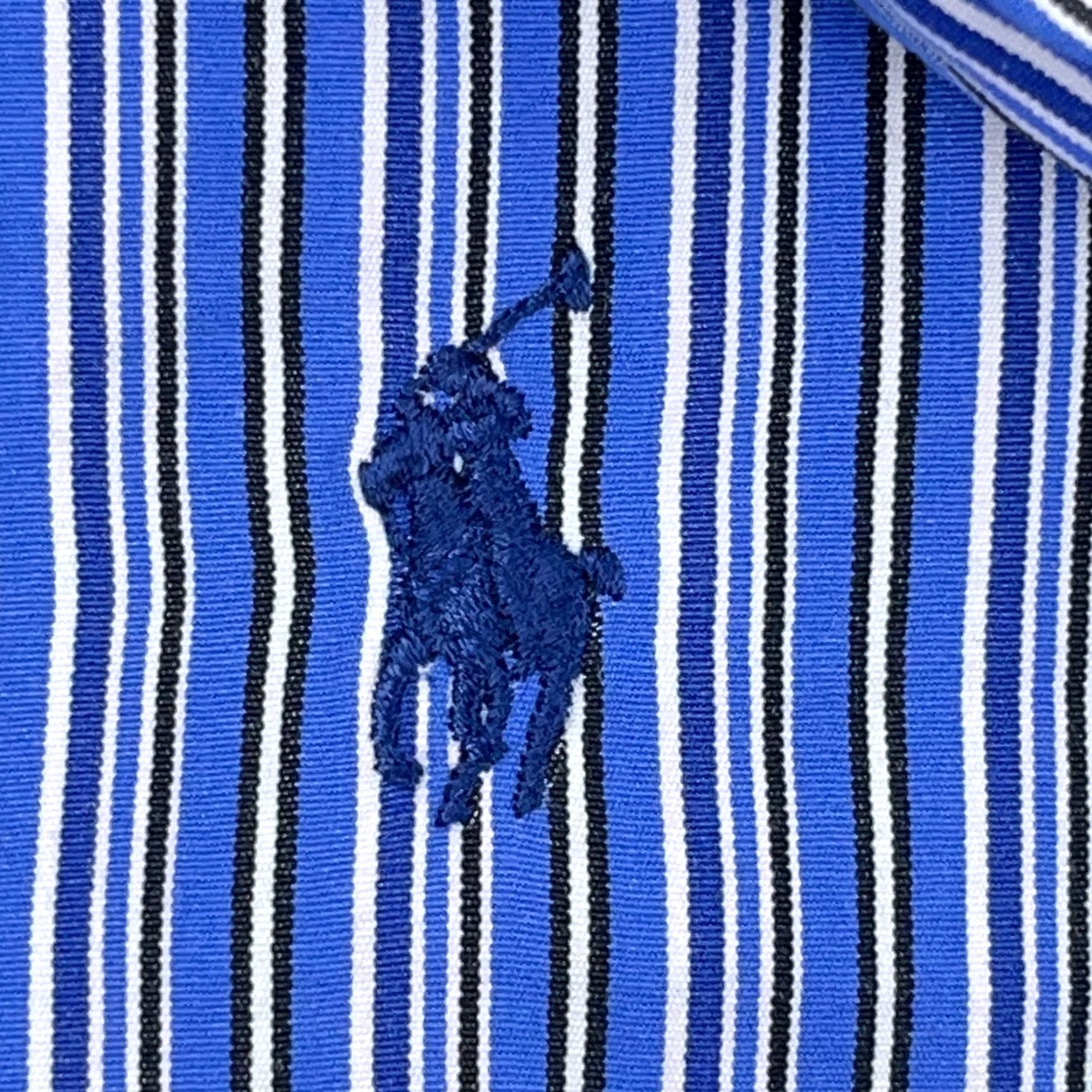 Ralph Lauren Ralph Lauren Shirt Men Large Blue Custom Fit Button Up Striped Poplin Dress A83 Size 42R - 5 Thumbnail