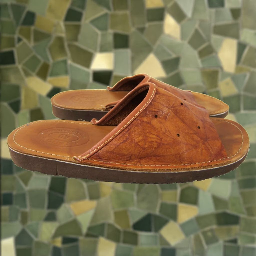 Vintage Vintage TSOG Made In Mongolia Tan Brown 100% Leather Slide Mule Sandal Size 40/9 Size US 9 / IT 39 - 1 Thumbnail