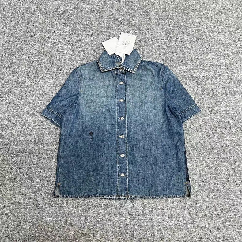 Dior Dior Size34 Tiger embroidered denim short-sleeved shirt Size US XXS / EU 40 - 1 Thumbnail