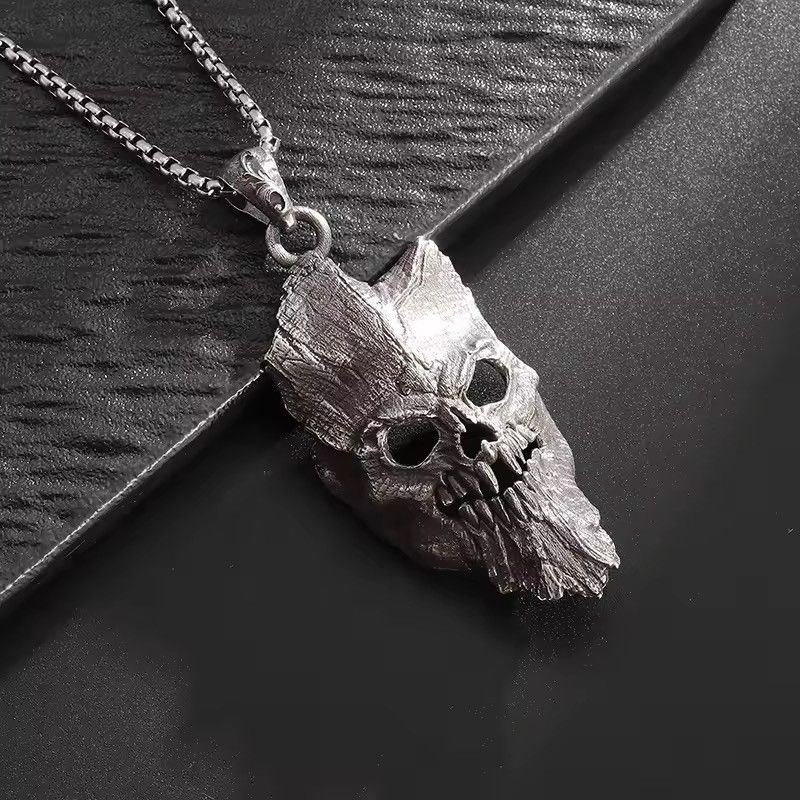 Jewelry Retro Gothic Death Skull Warrior Mask Pendant Necklace Size ONE SIZE - 1 Thumbnail