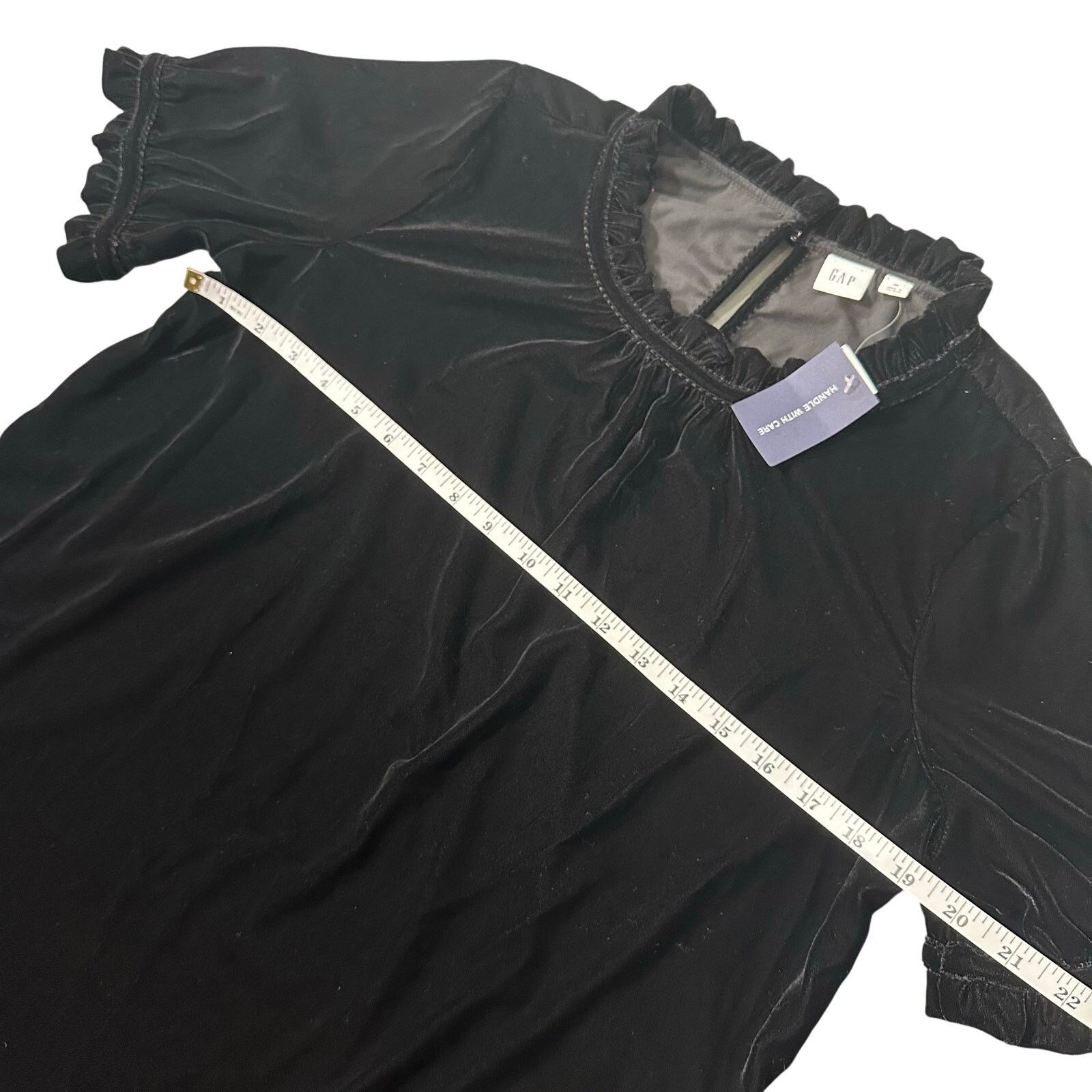 Gap Gap Women's Black Velvet Ruffle Sleeve Top Size M Size M / US 6-8 / IT 42-44 - 3 Thumbnail