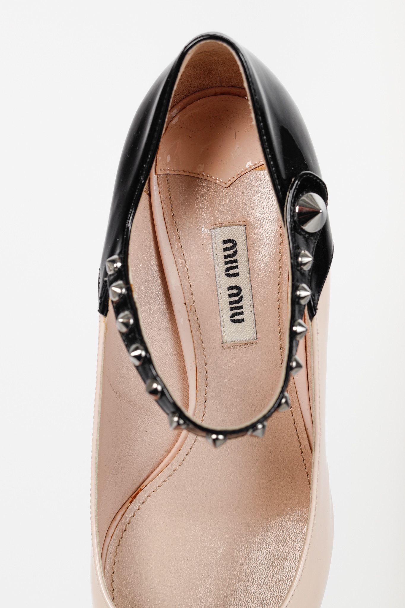 Miu Miu Miu Miu Light Pink & Black Bicolor Studded Mary Janes Size US 8 / IT 38 - 9 Thumbnail