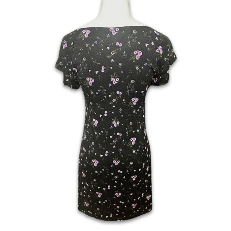 Other Abound Mini Dress V-Neck Tie Front Floral Black/Purple M NWT Size M / US 6-8 / IT 42-44 - 5 Thumbnail