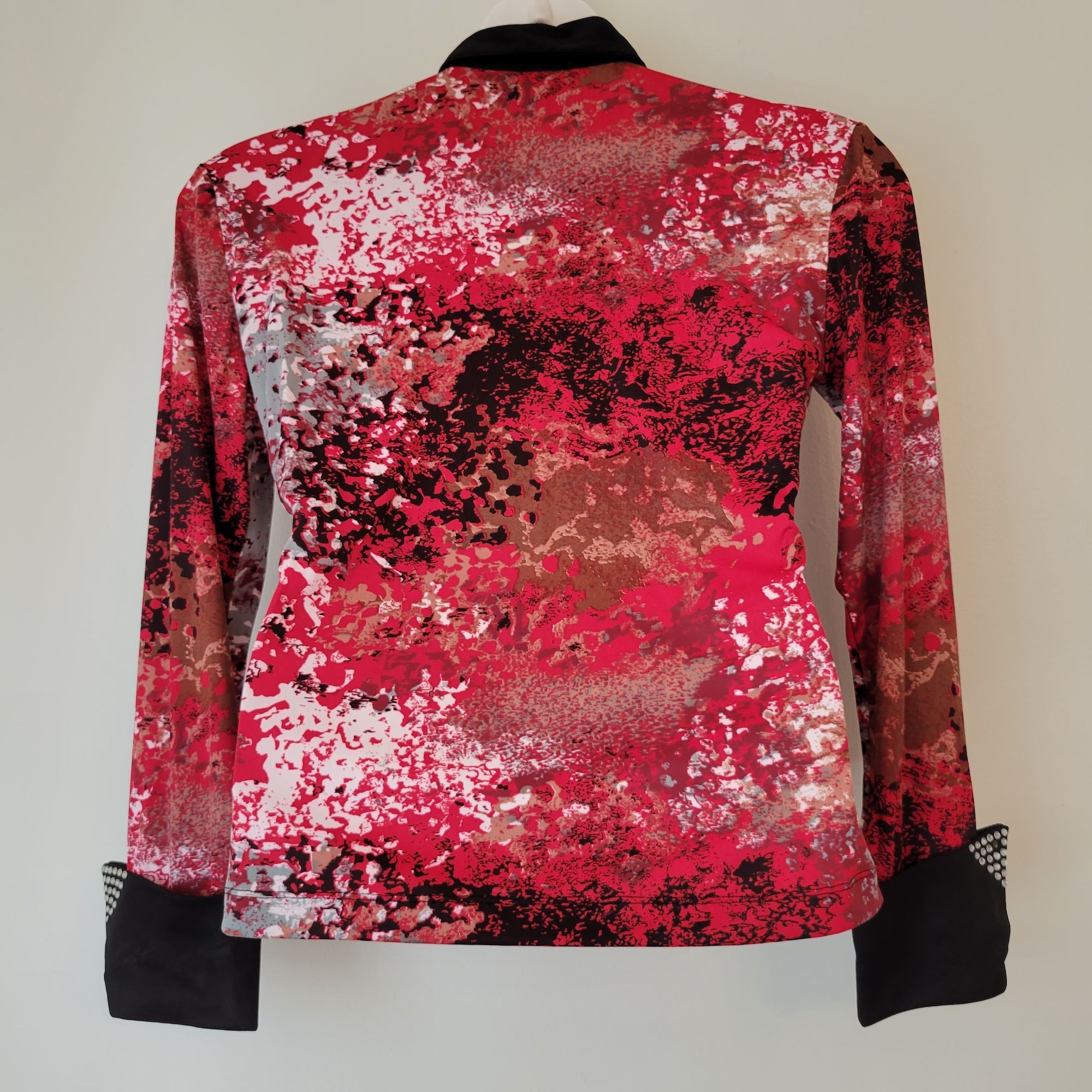 Vintage Vintage Valencia Abstract Red Black Long Sleeve Top Rhinesto Size L / US 10 / IT 46 - 3 Thumbnail