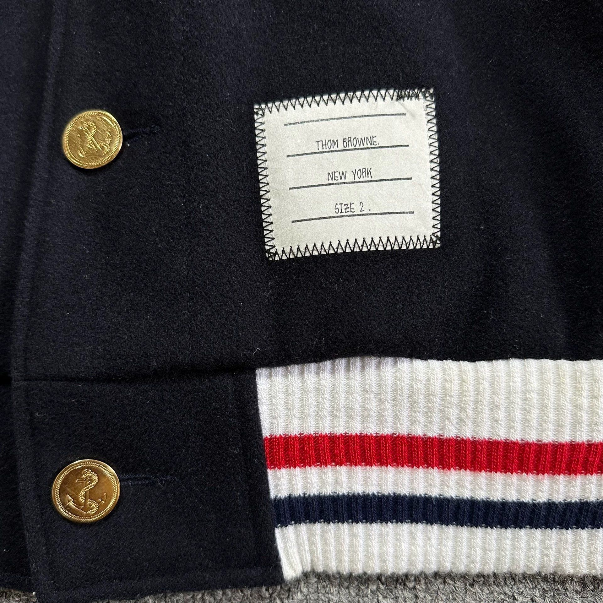 Thom Browne thom browne navy striped leather jacket Size US XXS / EU 40 - 2 Thumbnail