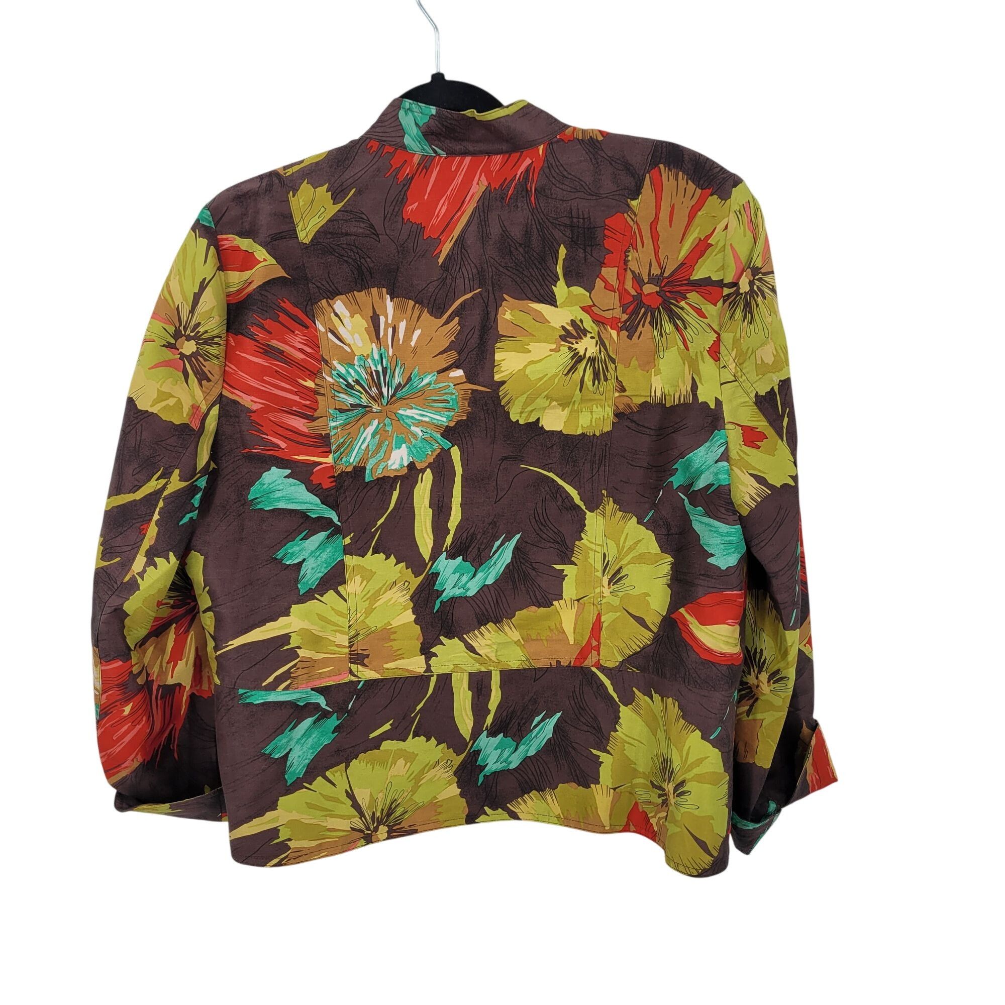 Vintage Vtg Womens Petites Silk Fall Floral Open Front Jacket Sz PL Size L / US 10 / IT 46 - 6 Thumbnail