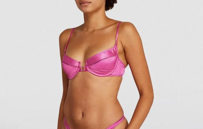 KIKI DE MONTPARNASSE Kiki De Montparnasse Silk Temptress Demi Bra Pink ( 32DD ) Size S / US 4 / IT 40 - 2 Thumbnail
