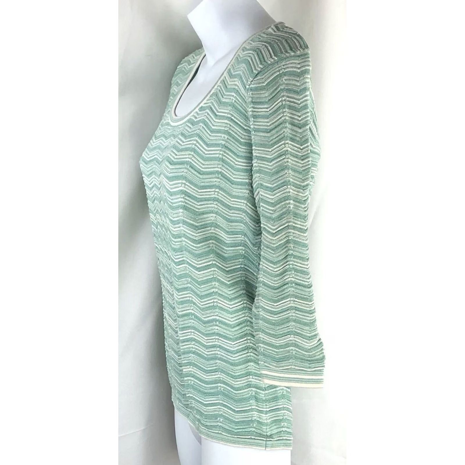 Vintage Vintage IE Cropped Crochet Top PM Green Blue 3/4sleeve Fairy Romantic Hippie Y2K Size M / US 6-8 / IT 42-44 - 2 Thumbnail