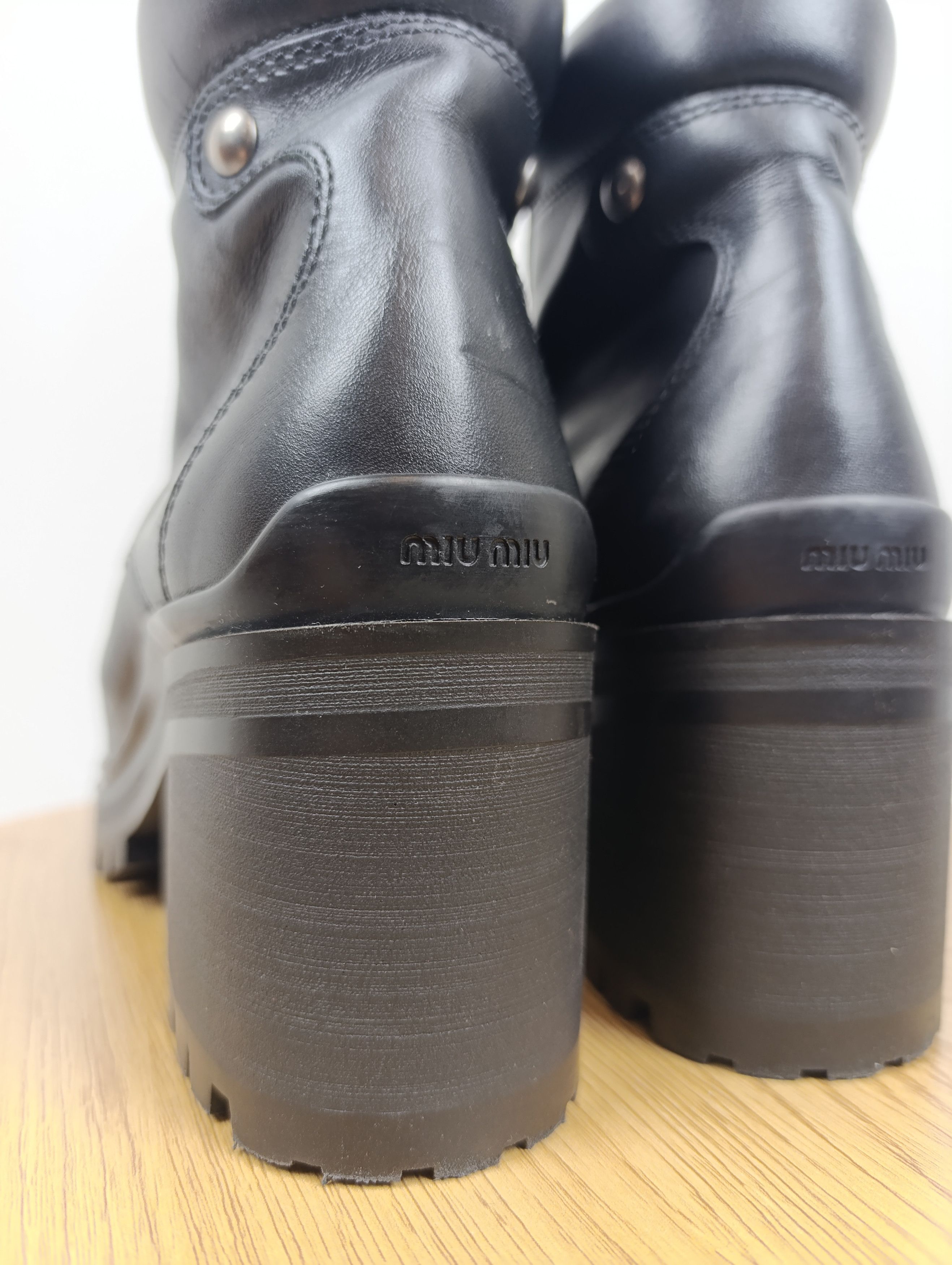 Miu Miu MIU MIU BLACK HIGH HEEL BIKER LACE UP BOOTS SIZE 39 Size US 9 / IT 39 - 10 Thumbnail
