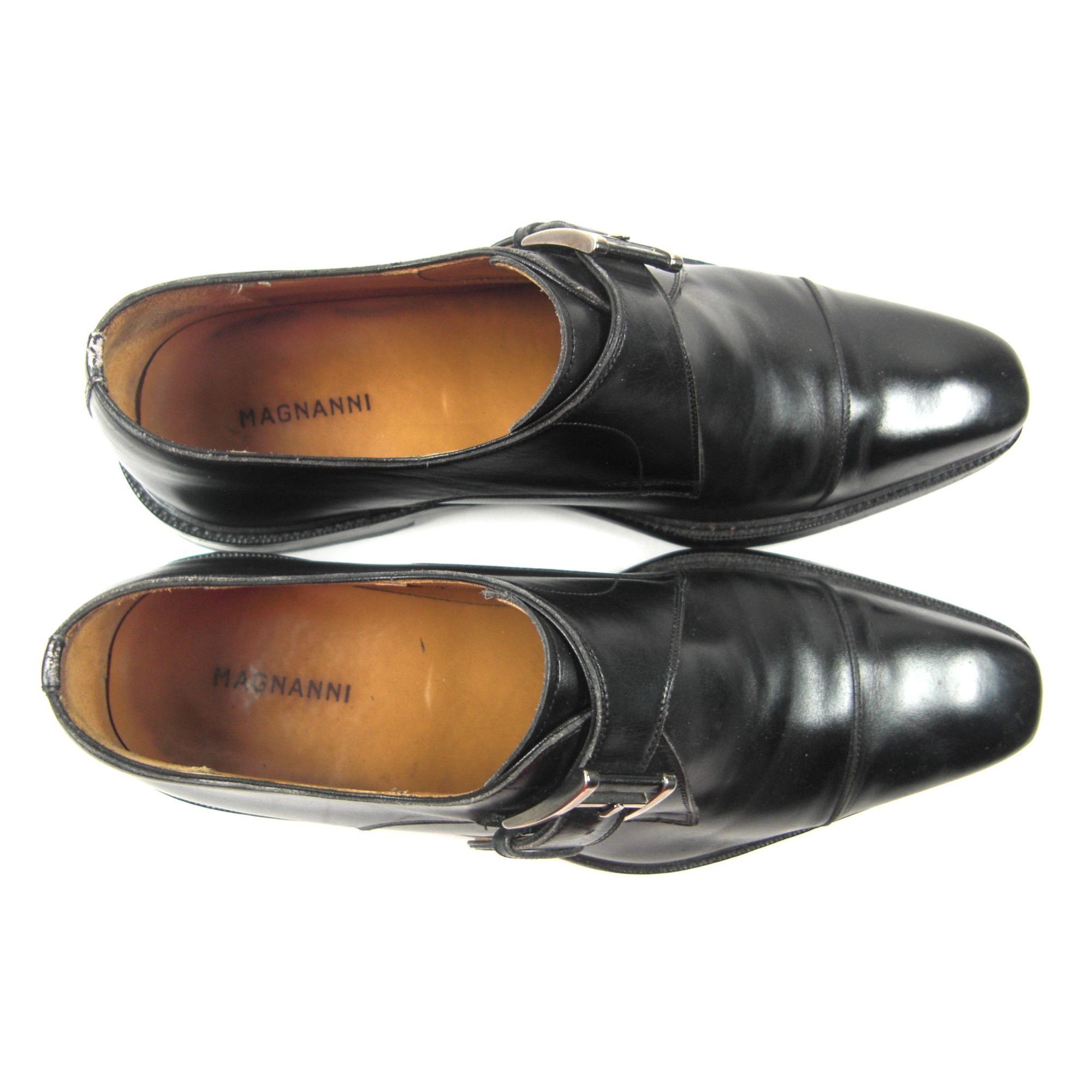 Other Magnanni Black Leather Monk Strap Buckle Loafers Shoes Men's Size US 10.5 / EU 43-44 - 3 Thumbnail