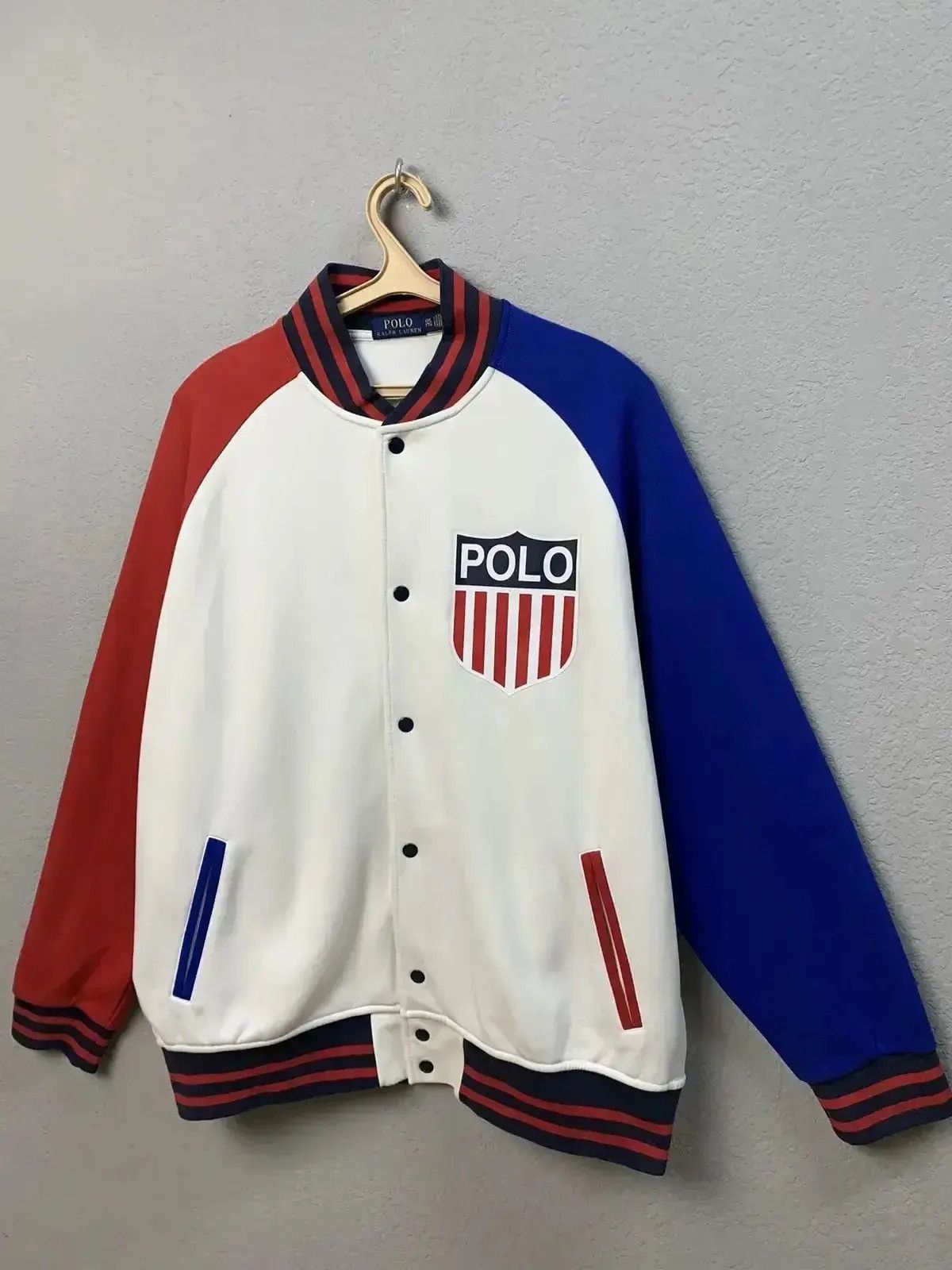 Japanese Brand × Polo Ralph Lauren New Polo Ralph Lauren USA Olympics Colorblock Varsity Jacket Size US XXL / EU 58 / 5 - 2 Thumbnail