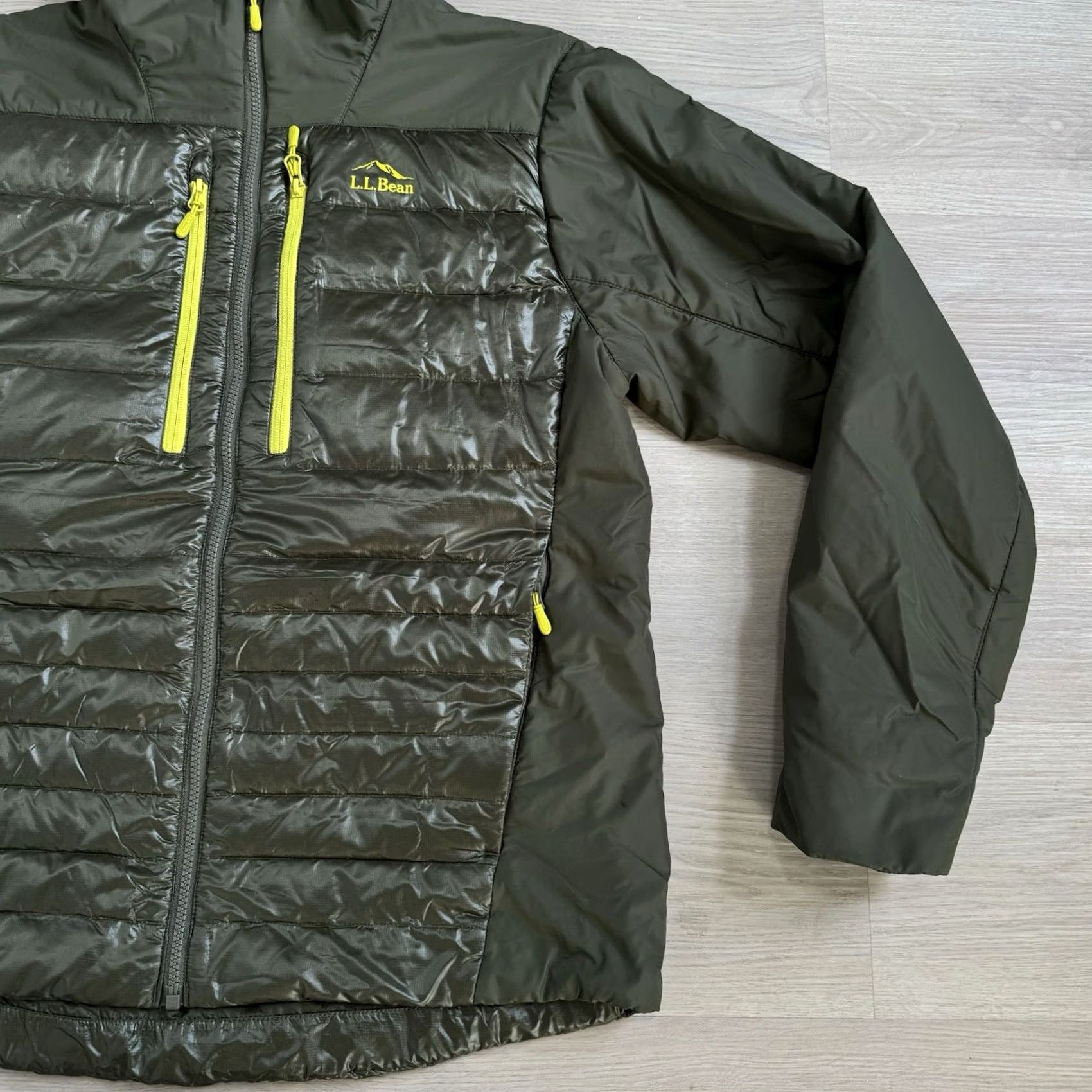Vintage L.L. Bean Downtek Primaloft Hybrid Jacket Down Full Zip Hooded Green Mens Large Size US L / EU 52-54 / 3 - 3 Thumbnail