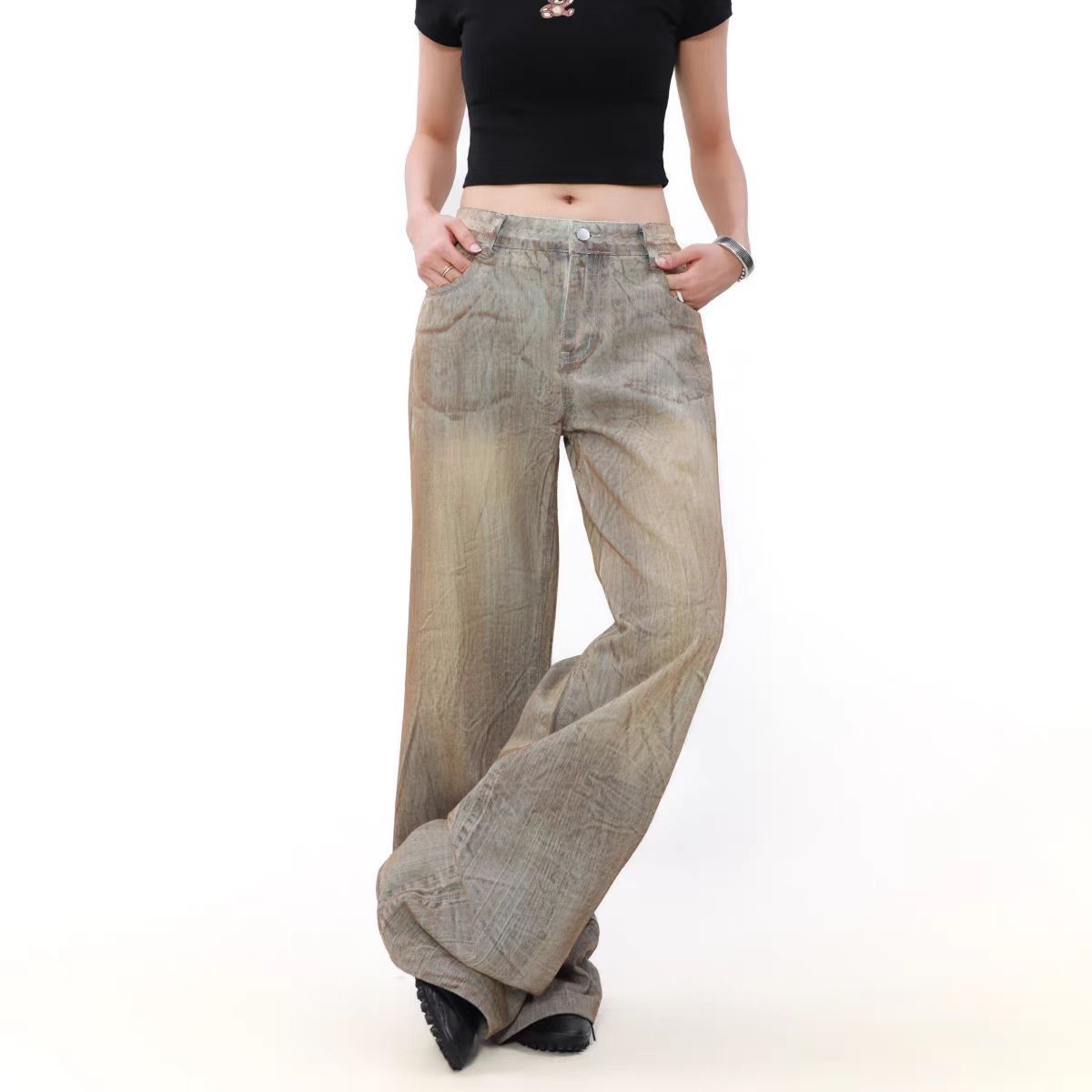 Japanese Brand × Jean Vintage Dirty Wash Straight Leg Micro Flare Jeans Size US 29 - 1 Thumbnail