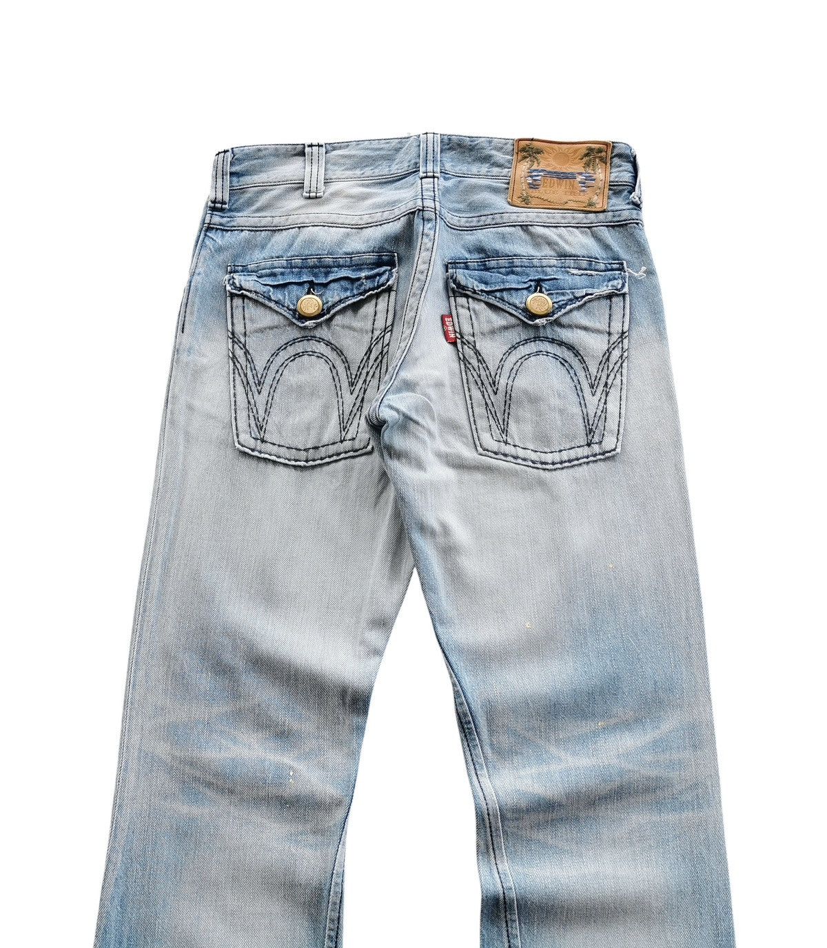 Edwin EDEdwin Blue Trip Distressed Flared Twisted Jeans Light Blue Size US 33 - 4 Thumbnail